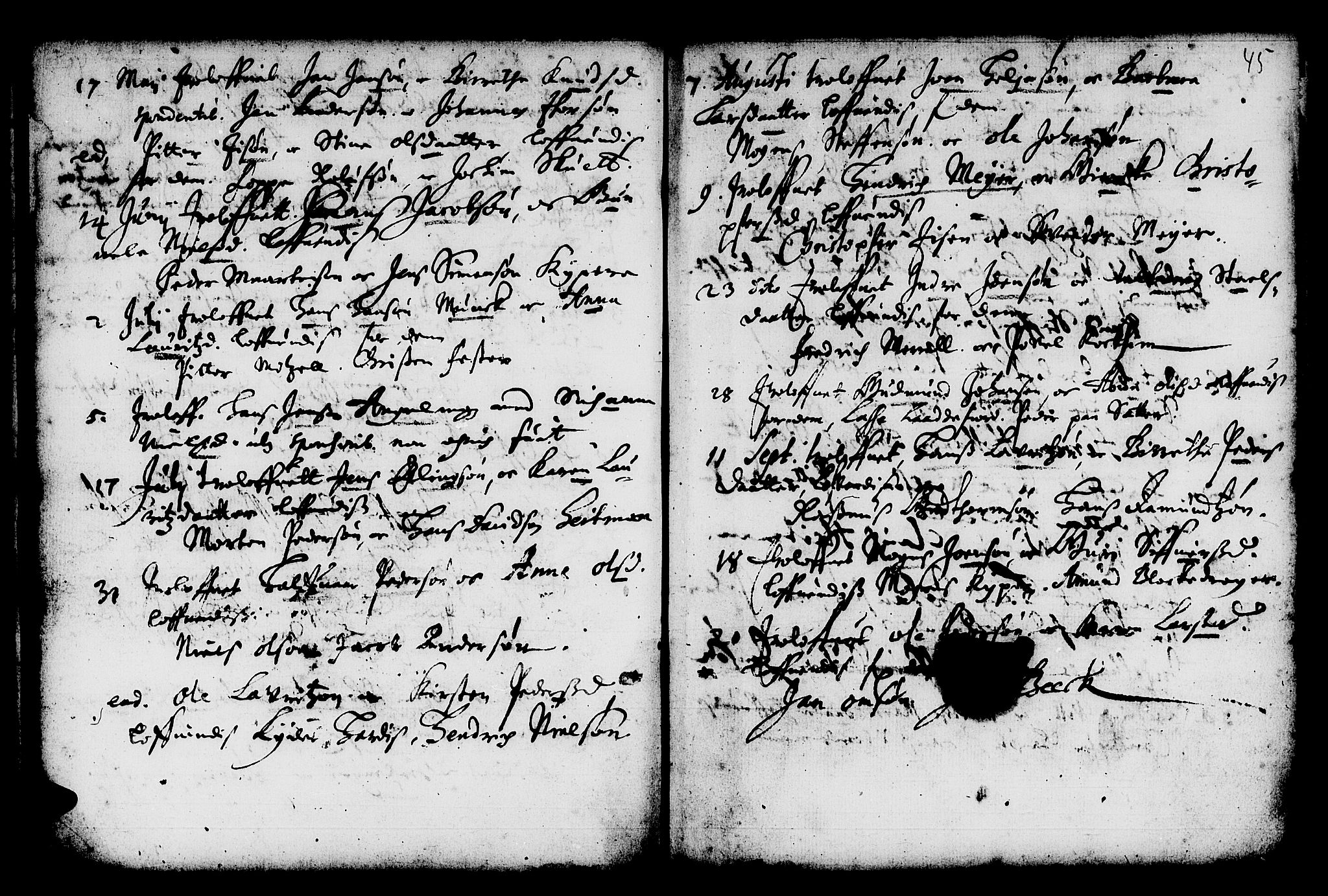 Domkirken sokneprestembete, AV/SAB-A-74801/H/Haa/L0006: Parish register (official) no. A 6, 1663-1683, p. 45