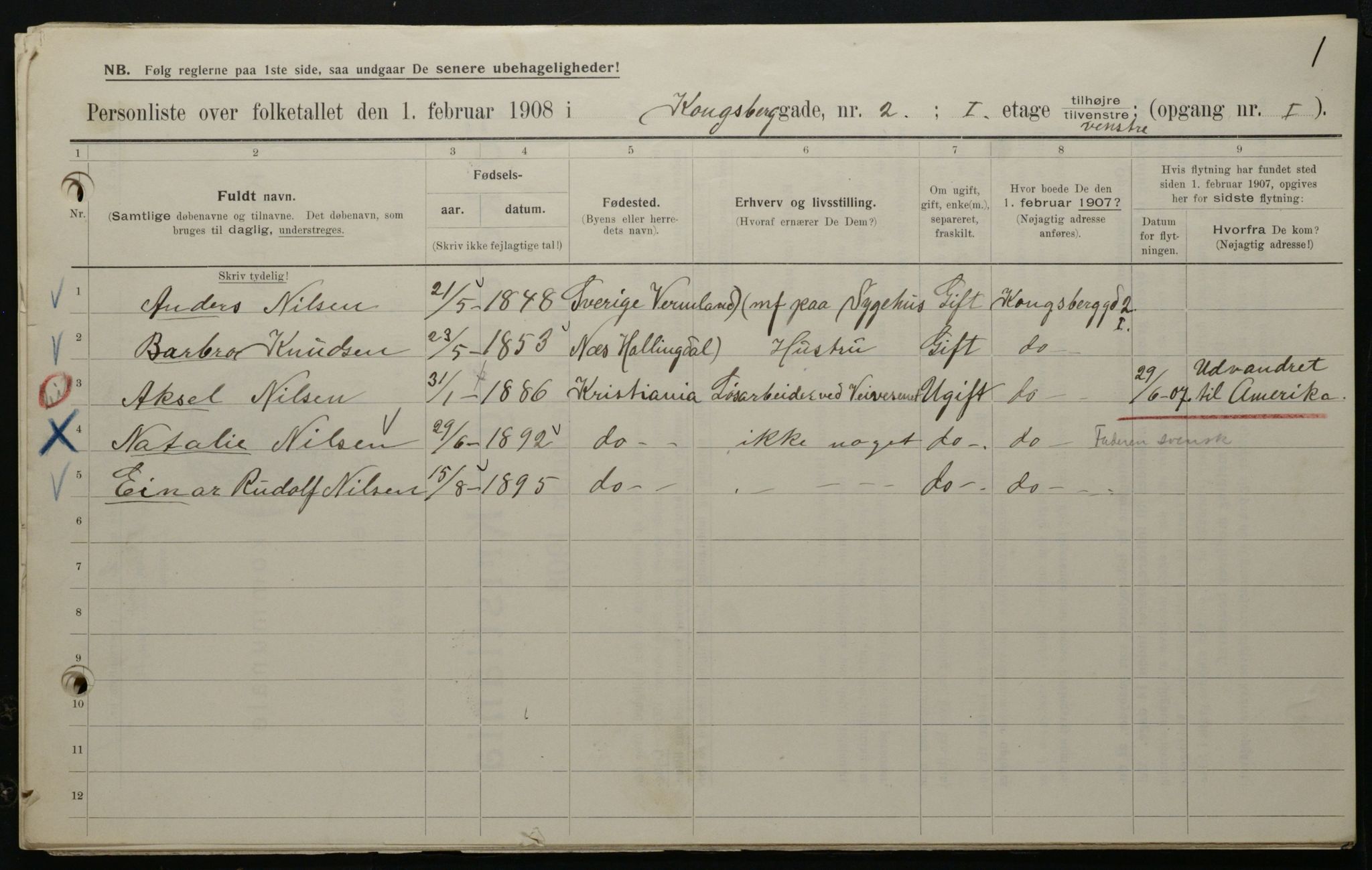 OBA, Municipal Census 1908 for Kristiania, 1908, p. 47134