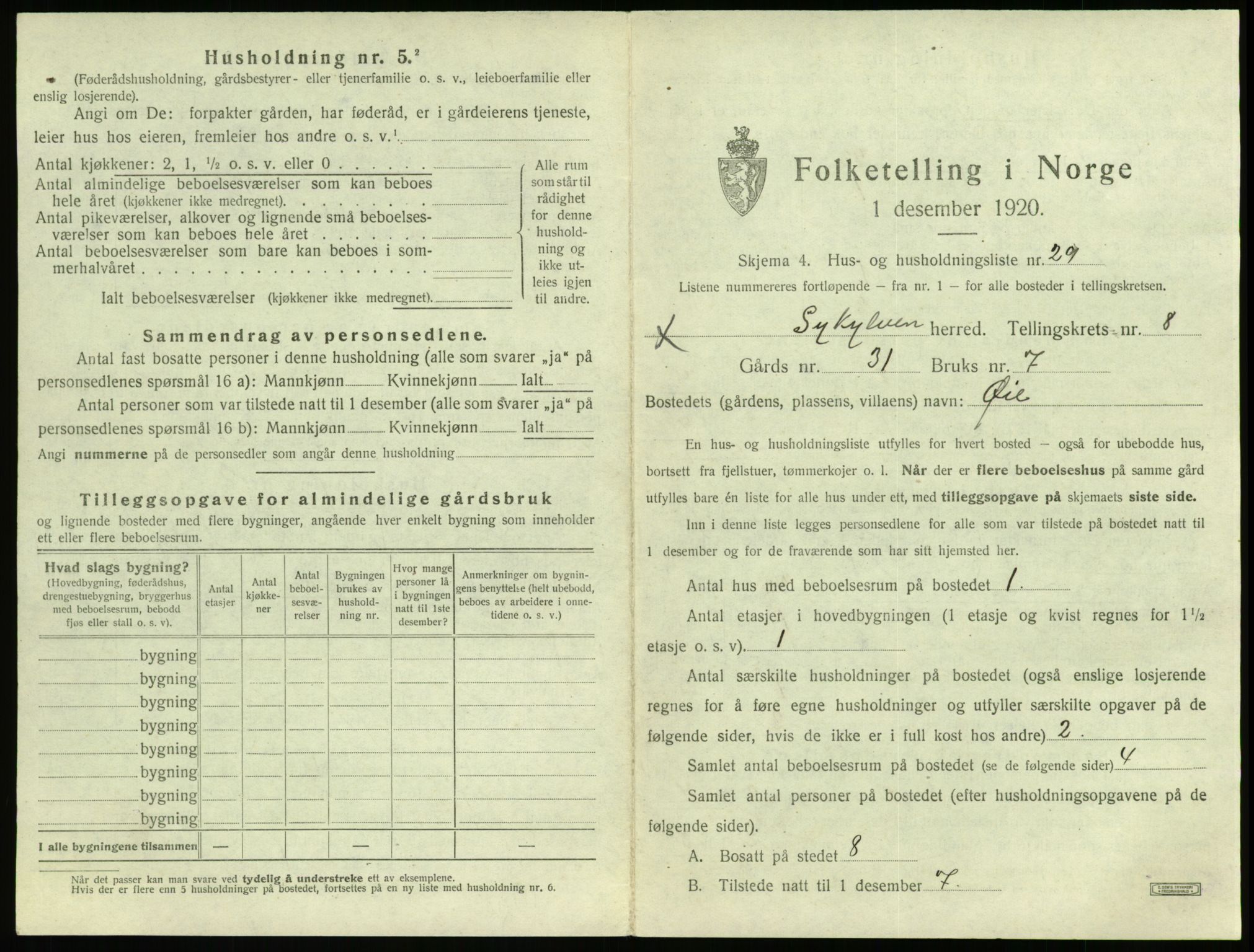 SAT, 1920 census for Sykkylven, 1920, p. 657