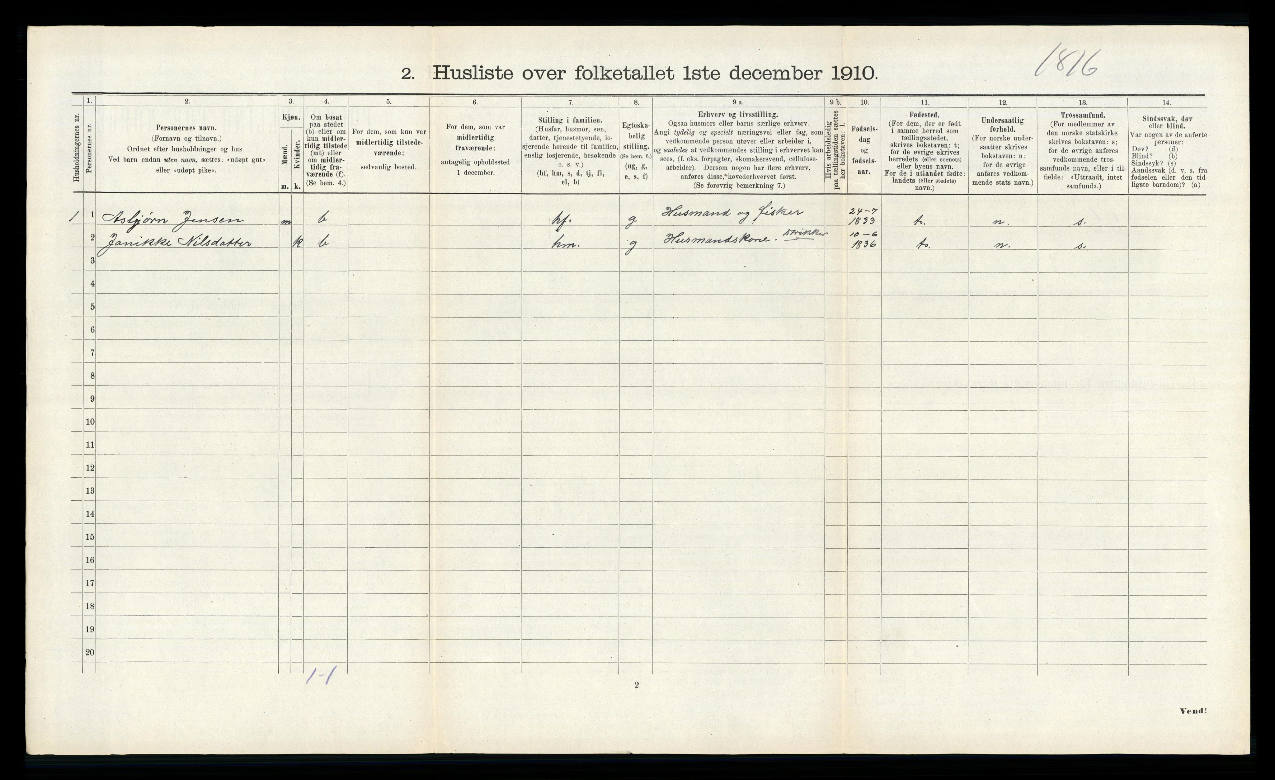 RA, 1910 census for Solund, 1910, p. 302