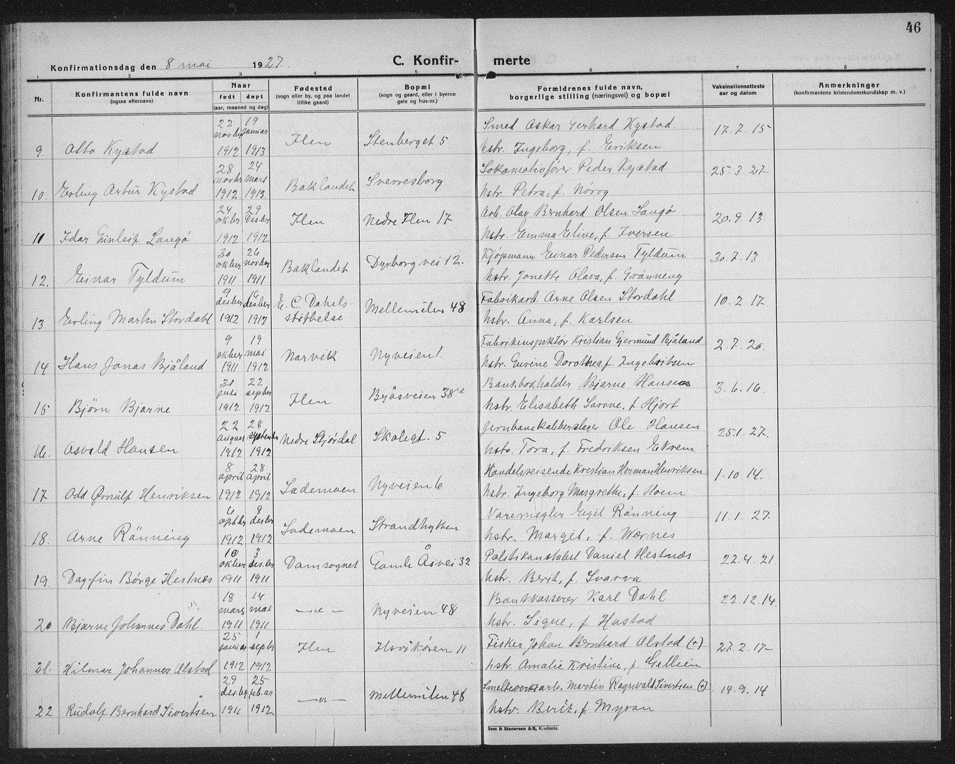 Ministerialprotokoller, klokkerbøker og fødselsregistre - Sør-Trøndelag, SAT/A-1456/603/L0175: Parish register (copy) no. 603C03, 1923-1941, p. 46