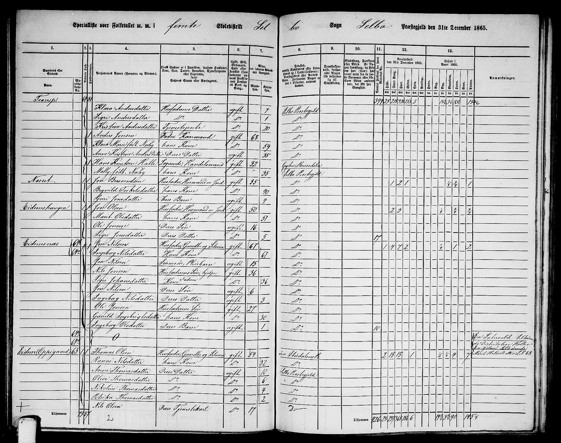 RA, 1865 census for Selbu, 1865, p. 80