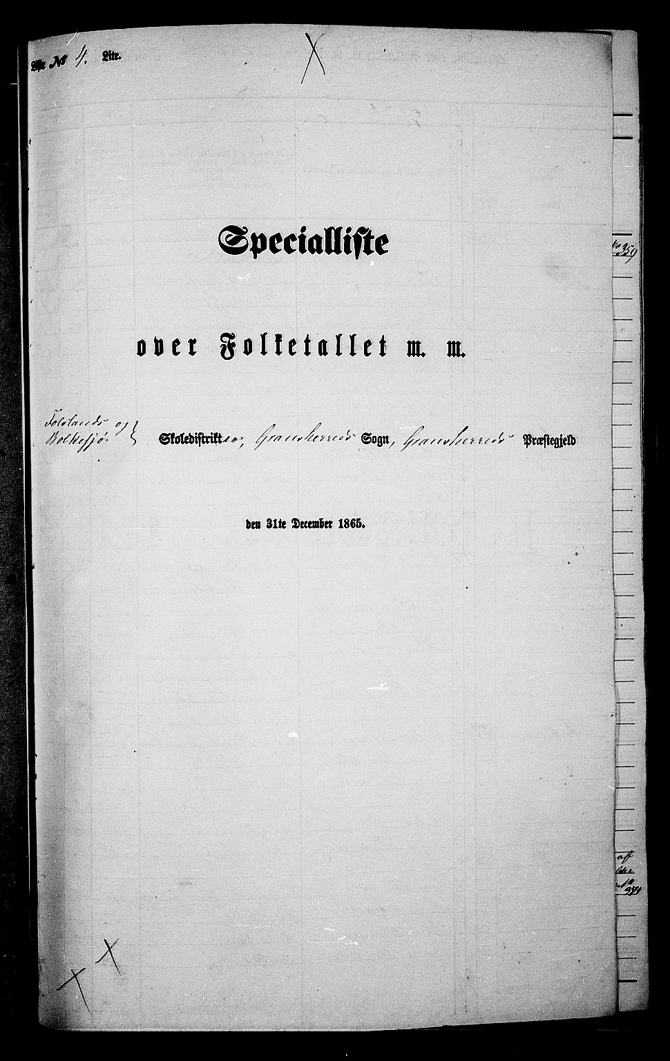 RA, 1865 census for Gransherad, 1865, p. 45