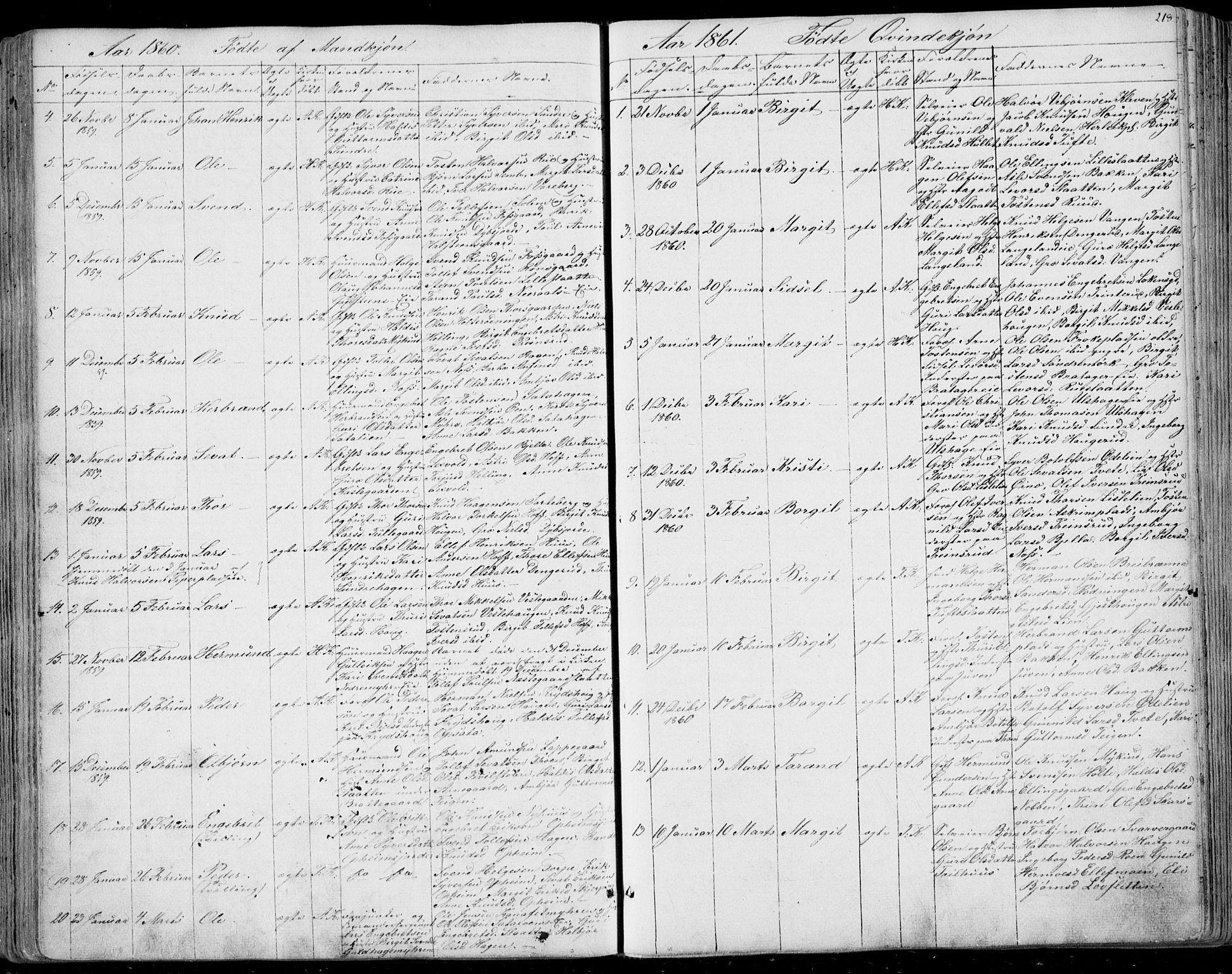 Ål kirkebøker, AV/SAKO-A-249/F/Fa/L0006: Parish register (official) no. I 6, 1849-1864, p. 218