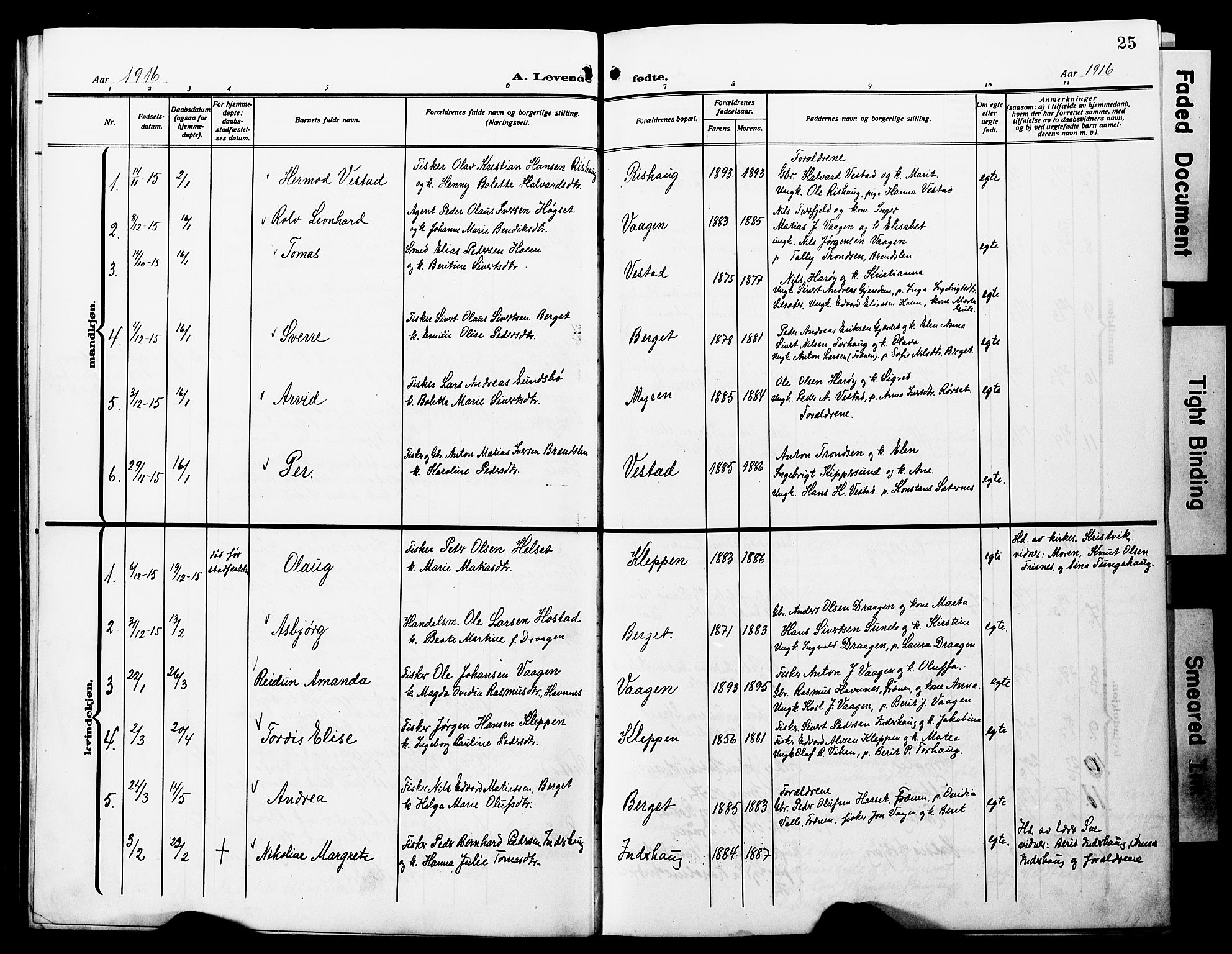 Ministerialprotokoller, klokkerbøker og fødselsregistre - Møre og Romsdal, SAT/A-1454/566/L0774: Parish register (copy) no. 566C03, 1910-1929, p. 25