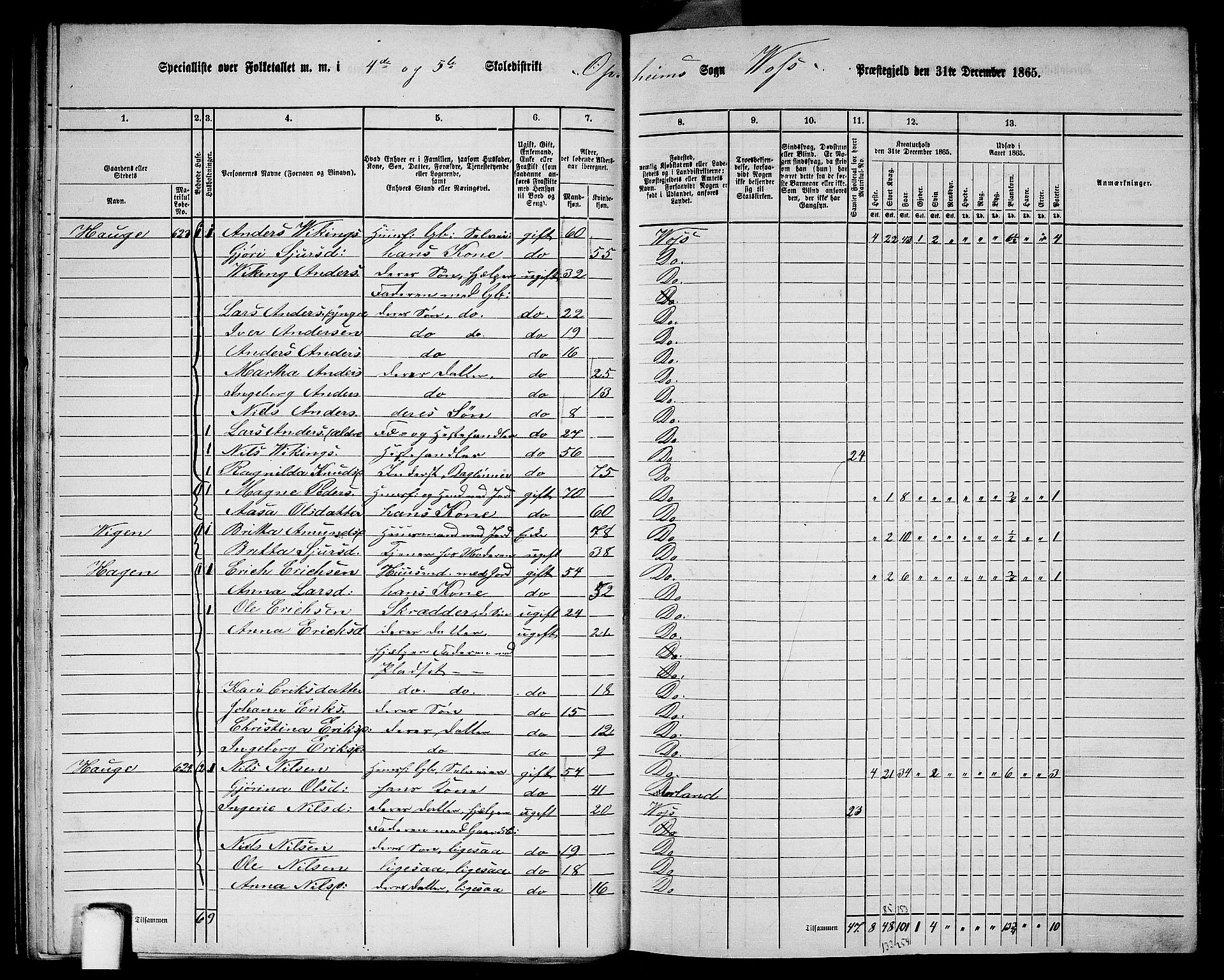 RA, 1865 census for Voss, 1865, p. 253