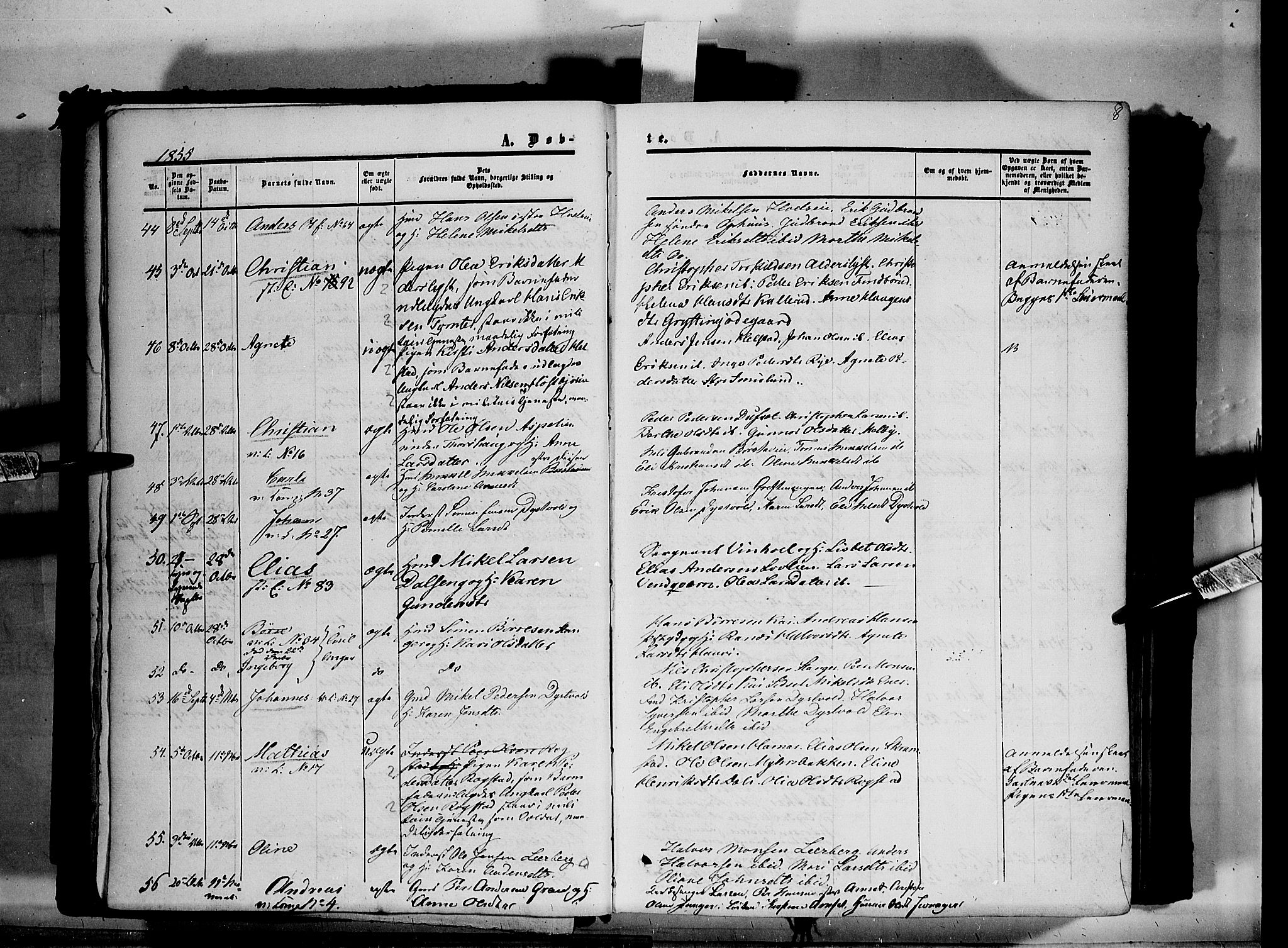 Vang prestekontor, Hedmark, SAH/PREST-008/H/Ha/Haa/L0012: Parish register (official) no. 12, 1855-1870, p. 8