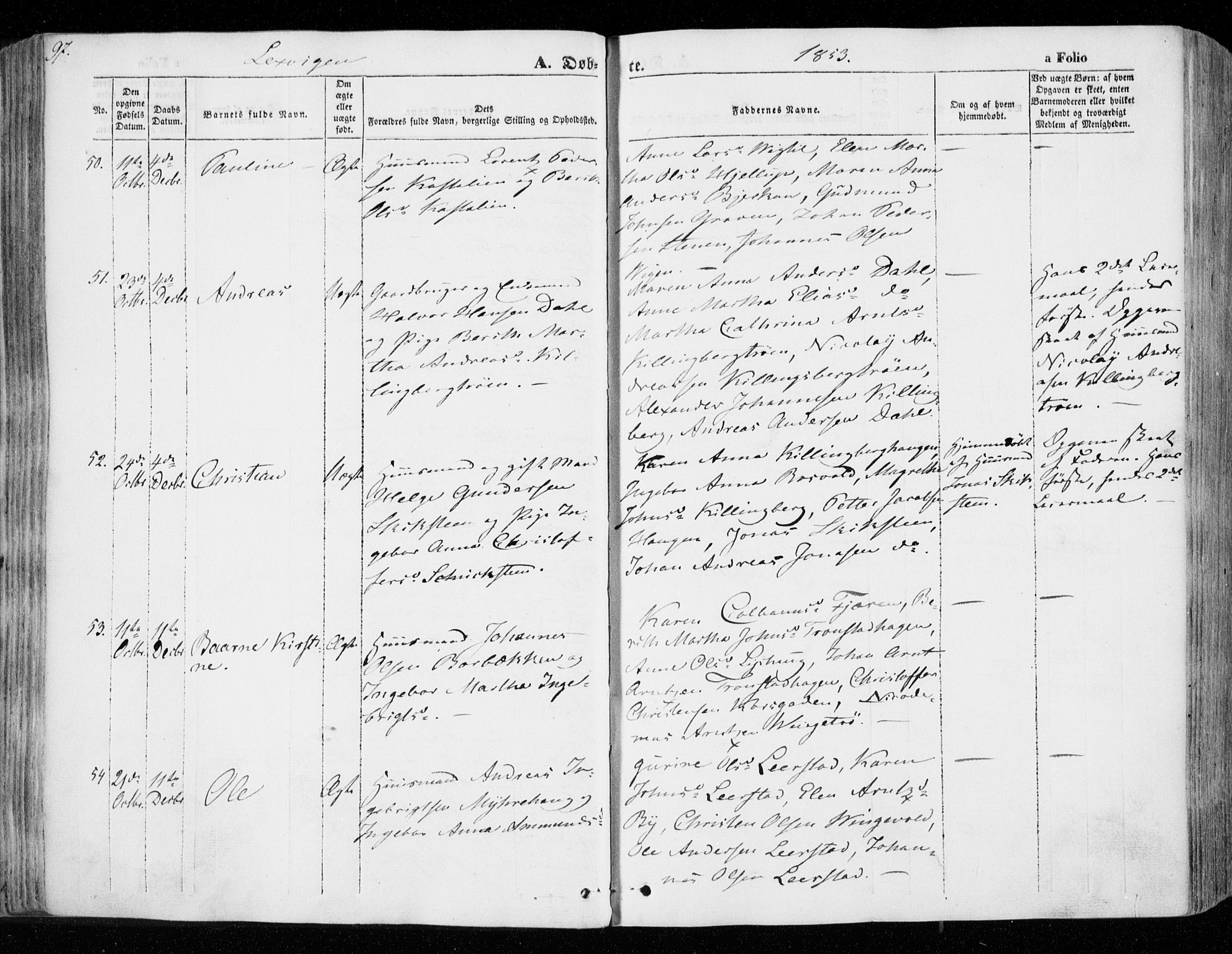 Ministerialprotokoller, klokkerbøker og fødselsregistre - Nord-Trøndelag, SAT/A-1458/701/L0007: Parish register (official) no. 701A07 /1, 1842-1854, p. 97