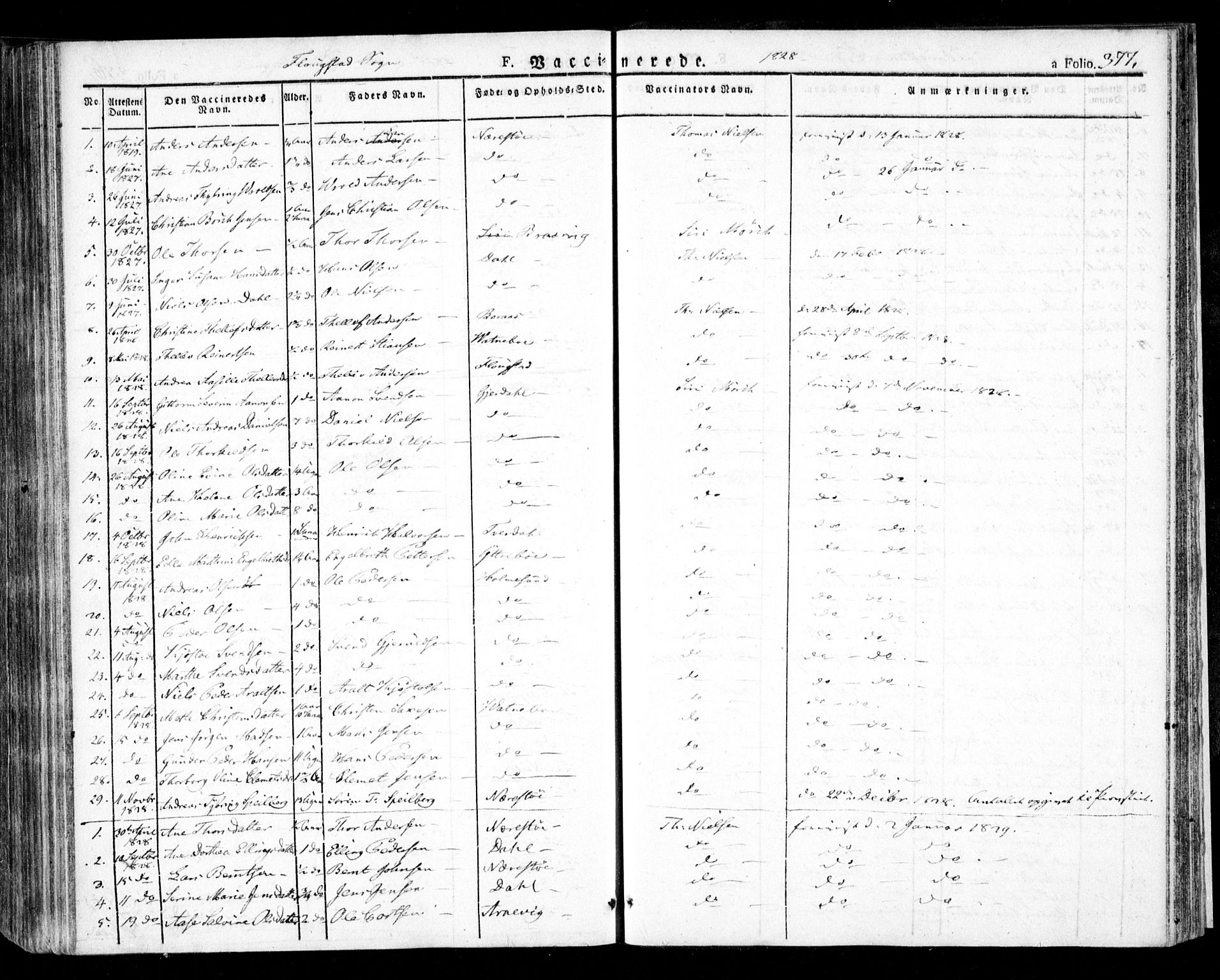 Dypvåg sokneprestkontor, AV/SAK-1111-0007/F/Fa/Faa/L0004: Parish register (official) no. A 4, 1824-1840, p. 377