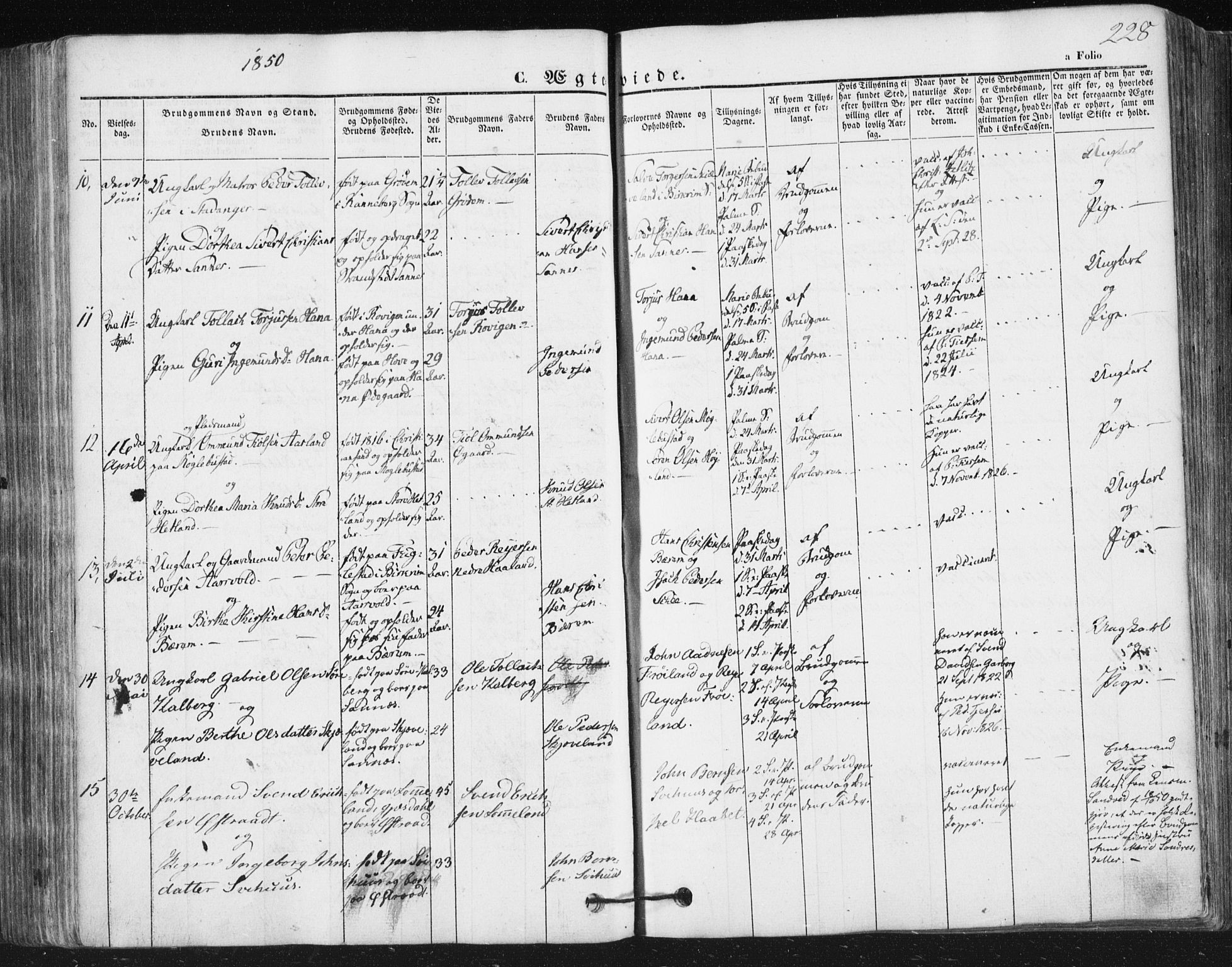 Høyland sokneprestkontor, AV/SAST-A-101799/001/30BA/L0008: Parish register (official) no. A 8, 1841-1856, p. 228