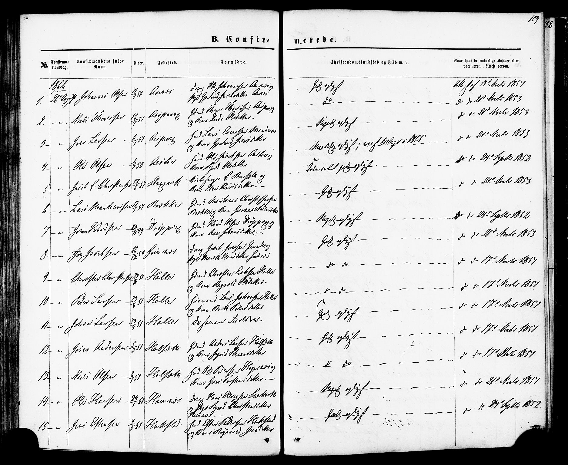 Ministerialprotokoller, klokkerbøker og fødselsregistre - Møre og Romsdal, SAT/A-1454/592/L1027: Parish register (official) no. 592A05, 1865-1878, p. 109