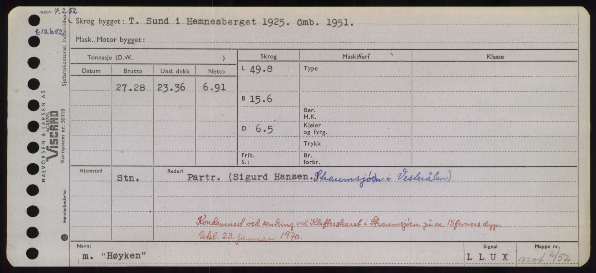 Sjøfartsdirektoratet med forløpere, Skipsmålingen, RA/S-1627/H/Hd/L0017: Fartøy, Holi-Hå, p. 531