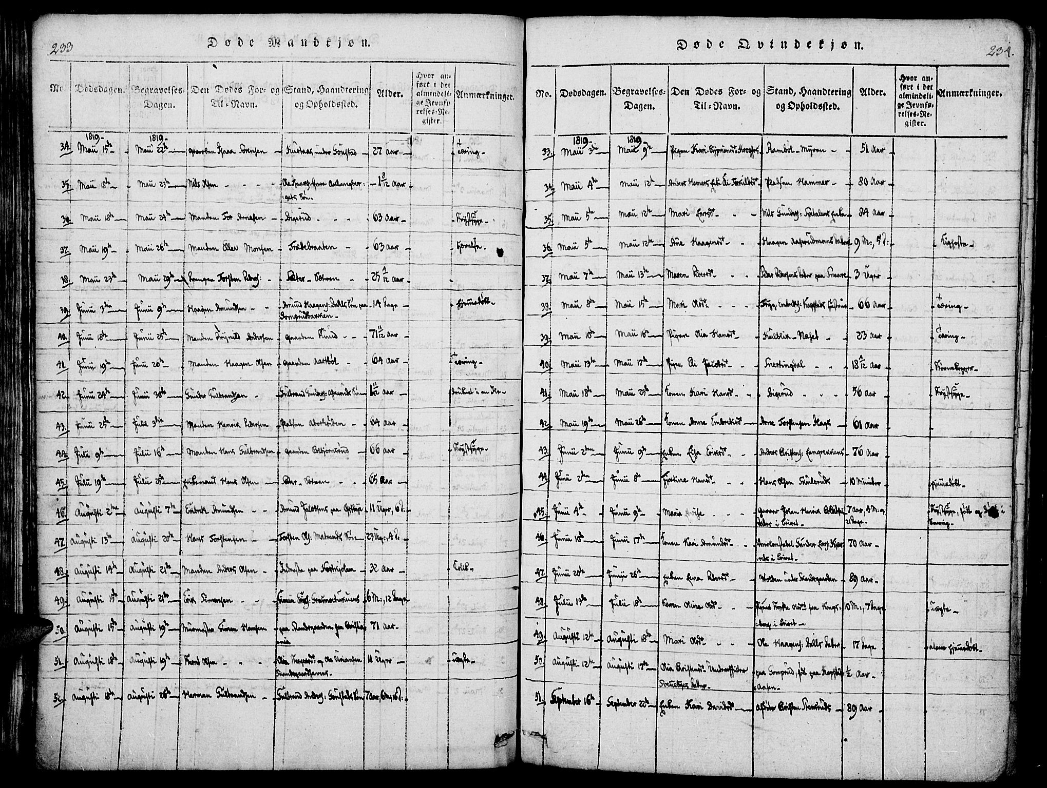 Vinger prestekontor, AV/SAH-PREST-024/H/Ha/Haa/L0006: Parish register (official) no. 6, 1814-1825, p. 233-234