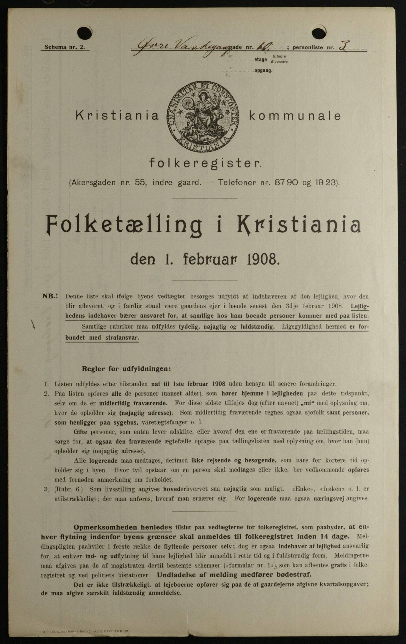 OBA, Municipal Census 1908 for Kristiania, 1908, p. 116796