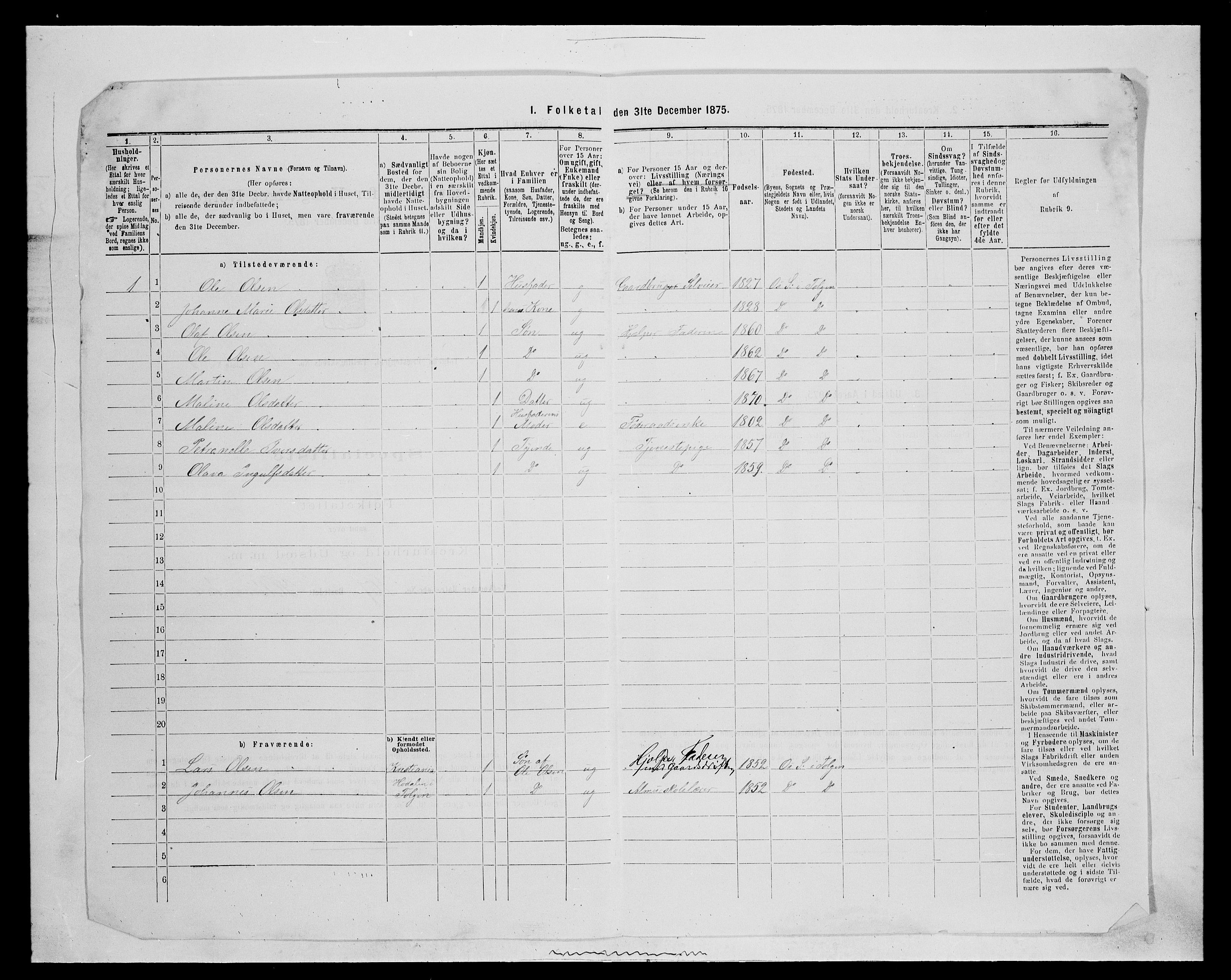 SAH, 1875 census for 0436P Tolga, 1875, p. 633