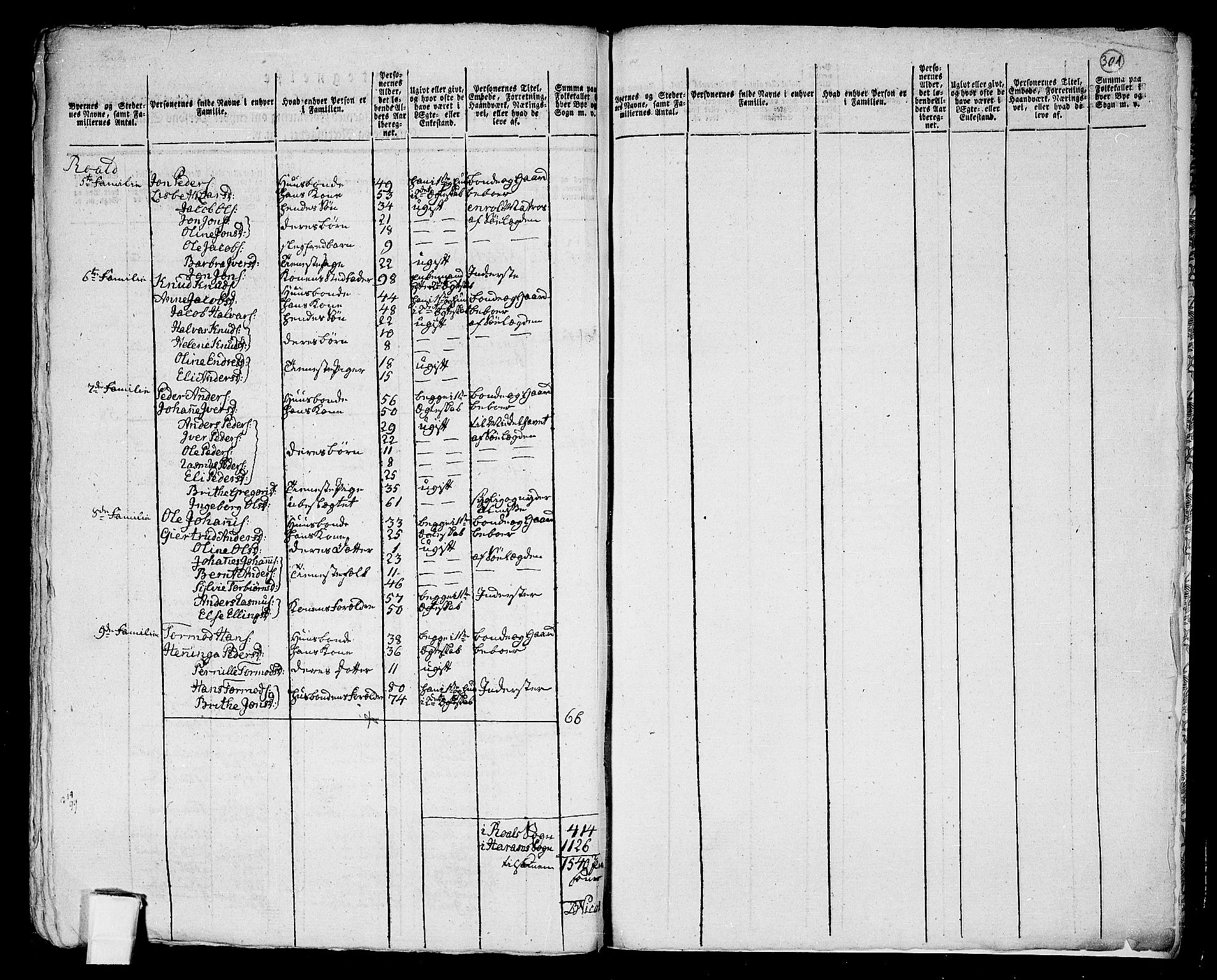 RA, 1801 census for 1534P Haram, 1801, p. 300b-301a