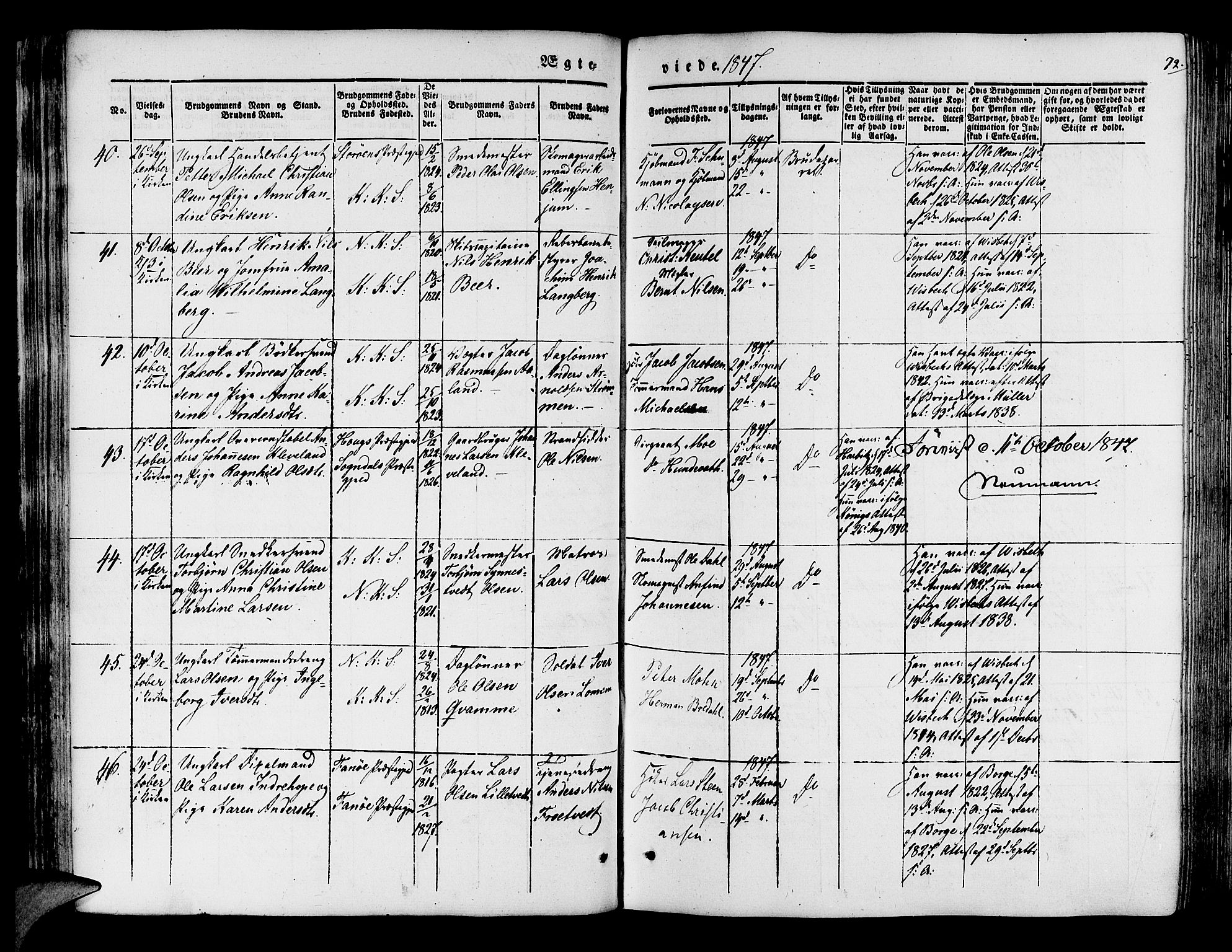 Korskirken sokneprestembete, AV/SAB-A-76101/H/Hab: Parish register (copy) no. D 1, 1840-1867, p. 72