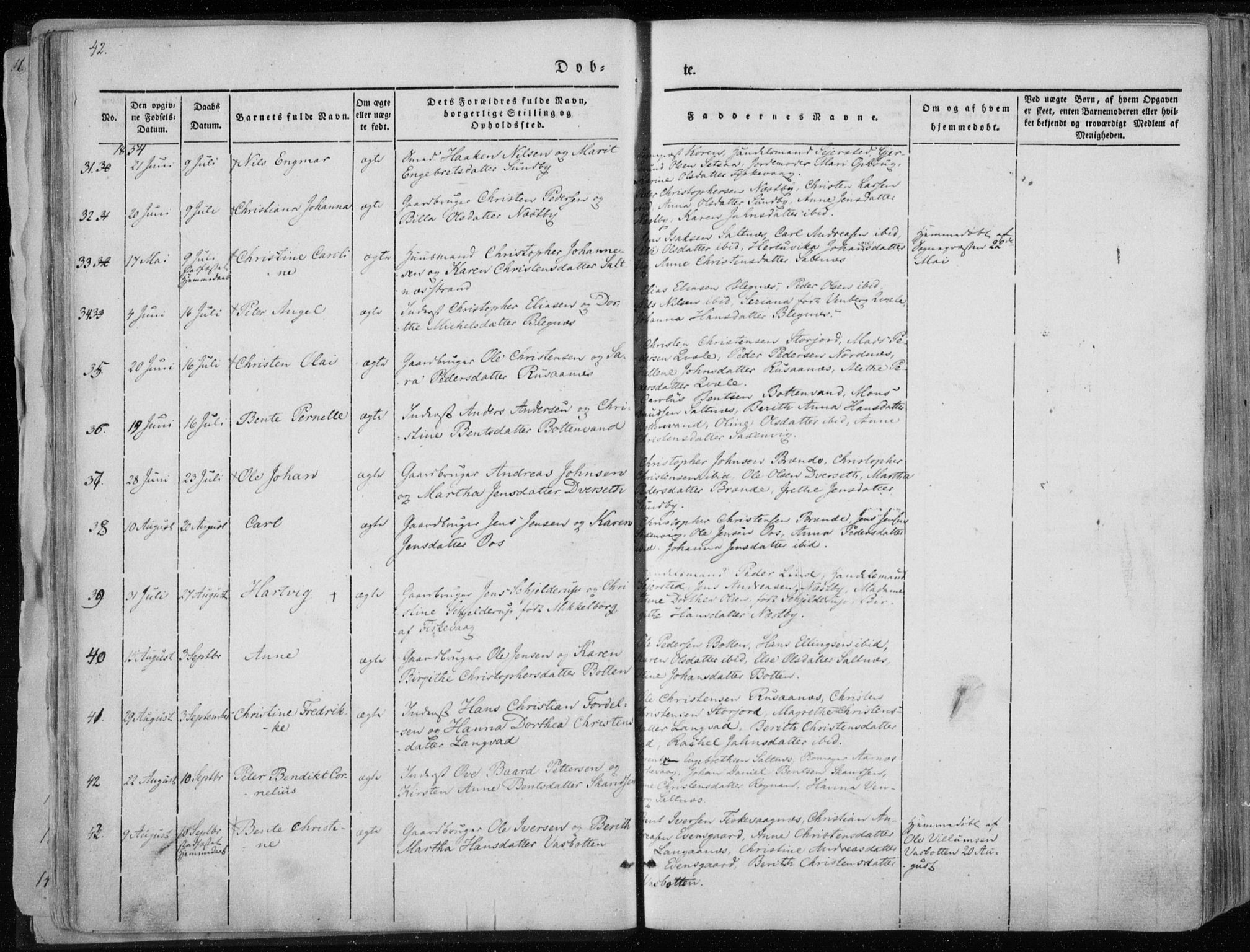 Ministerialprotokoller, klokkerbøker og fødselsregistre - Nordland, AV/SAT-A-1459/847/L0666: Parish register (official) no. 847A06, 1842-1871, p. 42