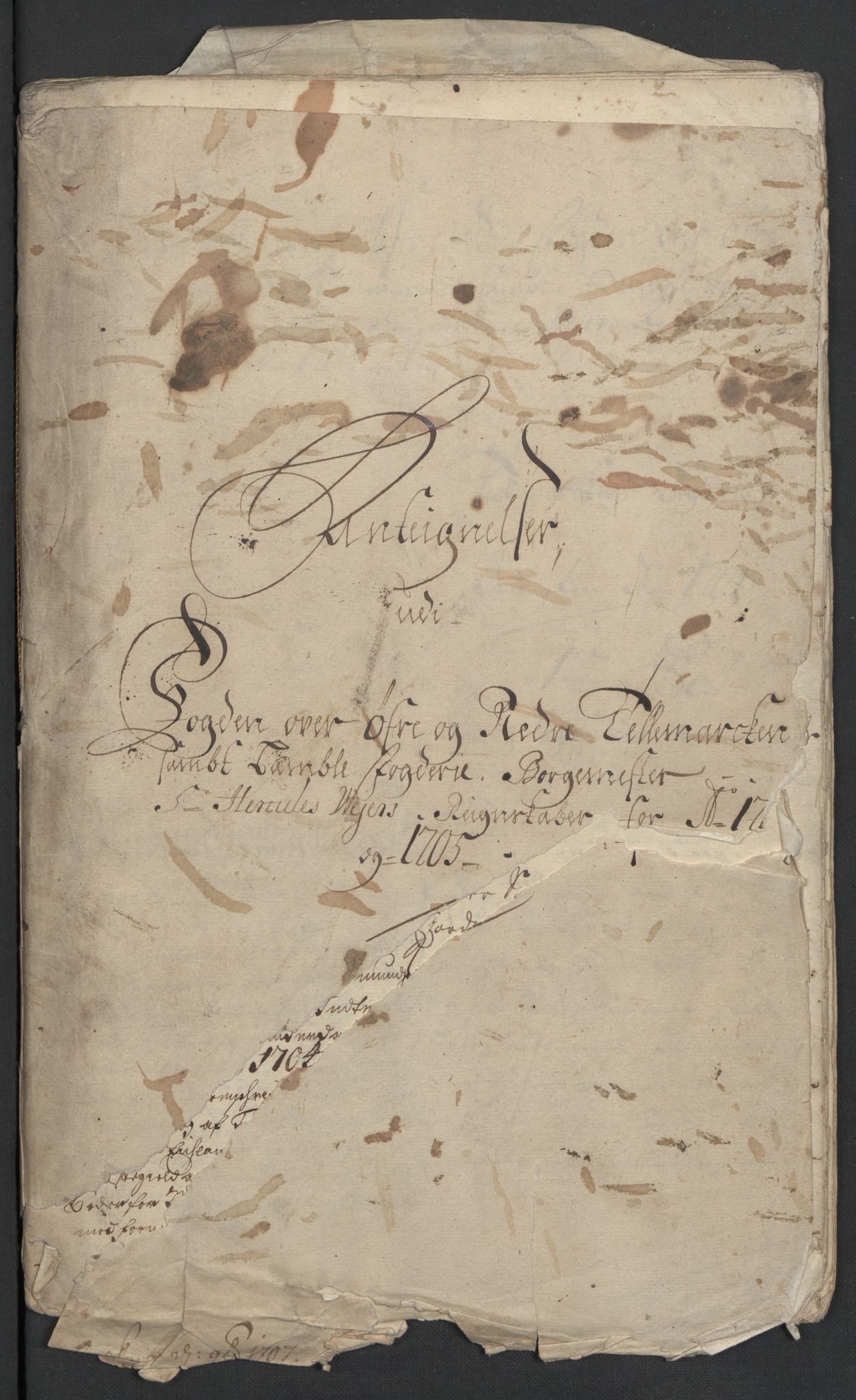 Rentekammeret inntil 1814, Reviderte regnskaper, Fogderegnskap, RA/EA-4092/R36/L2115: Fogderegnskap Øvre og Nedre Telemark og Bamble, 1705, p. 3