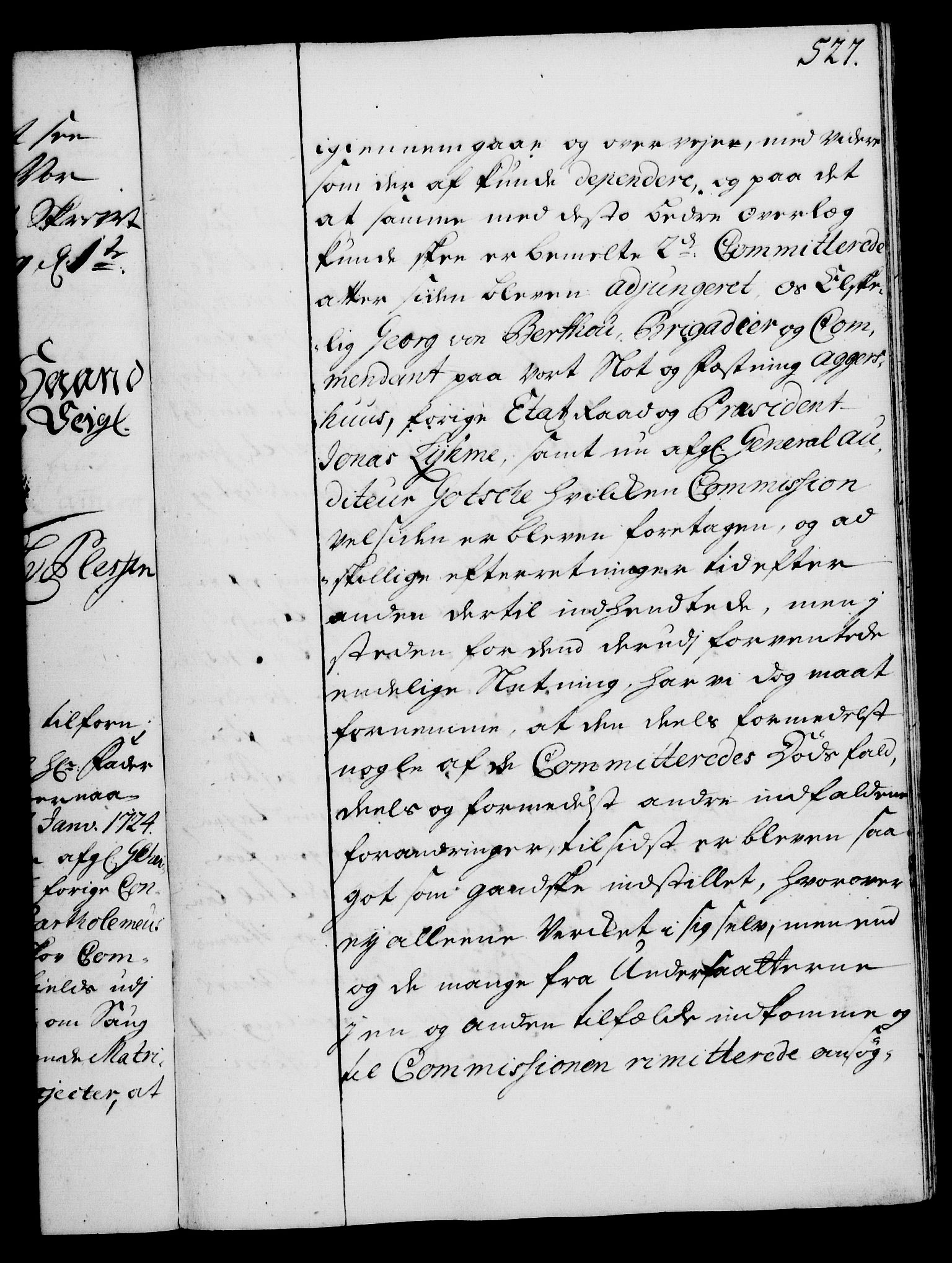 Rentekammeret, Kammerkanselliet, AV/RA-EA-3111/G/Gg/Gga/L0003: Norsk ekspedisjonsprotokoll med register (merket RK 53.3), 1727-1734, p. 527