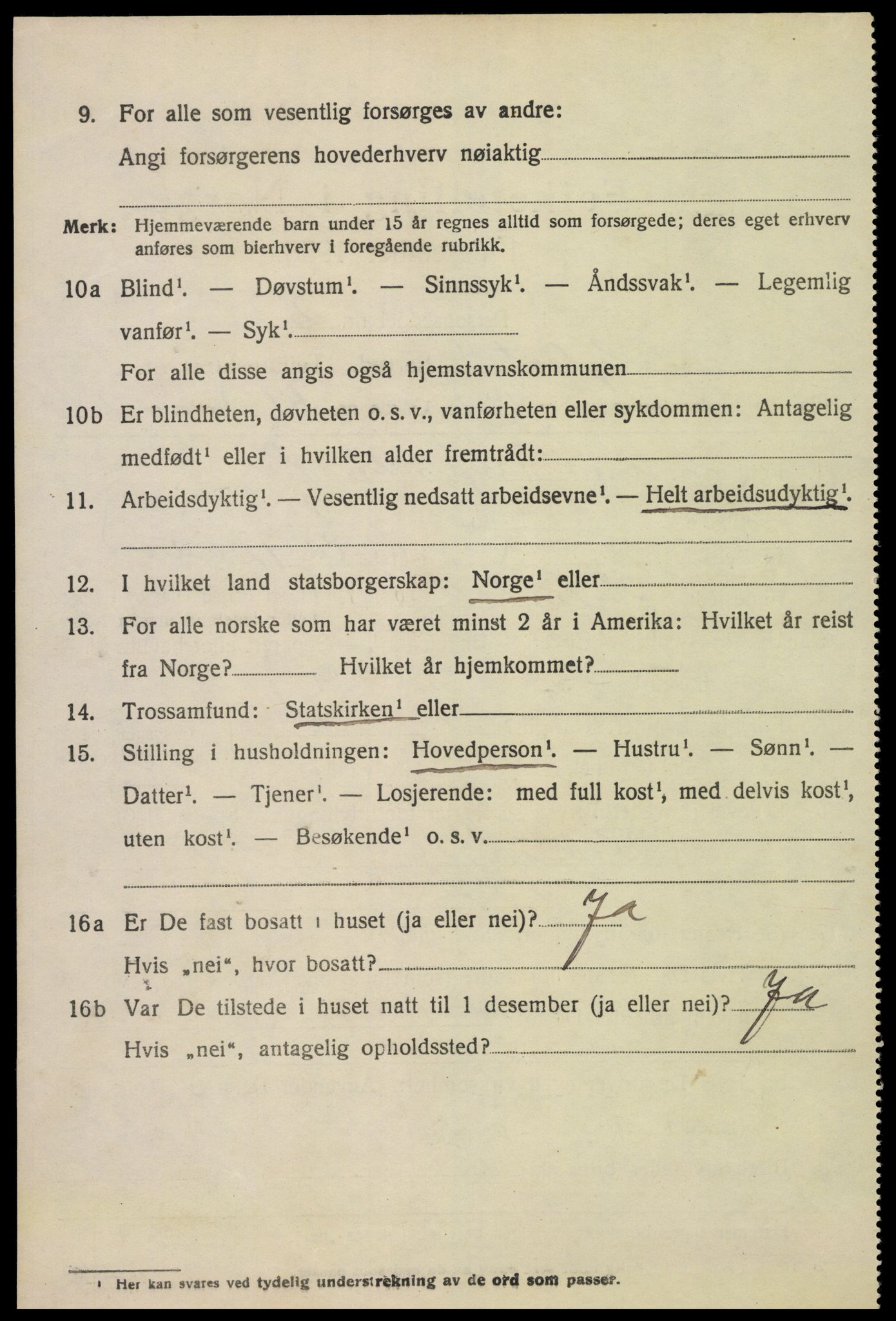 SAK, 1920 census for Hylestad, 1920, p. 461