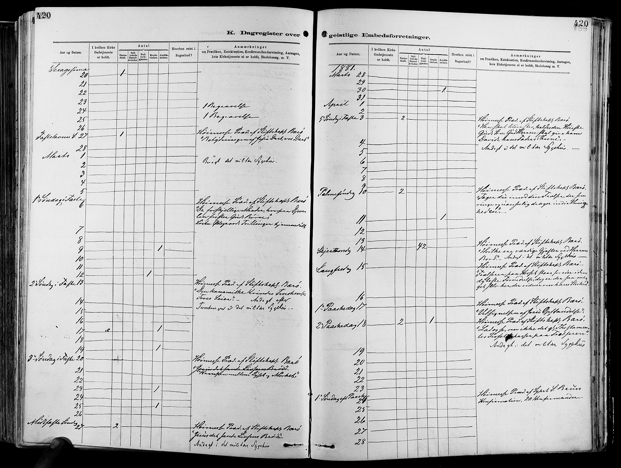 Garnisonsmenigheten Kirkebøker, AV/SAO-A-10846/F/Fa/L0012: Parish register (official) no. 12, 1880-1893, p. 420