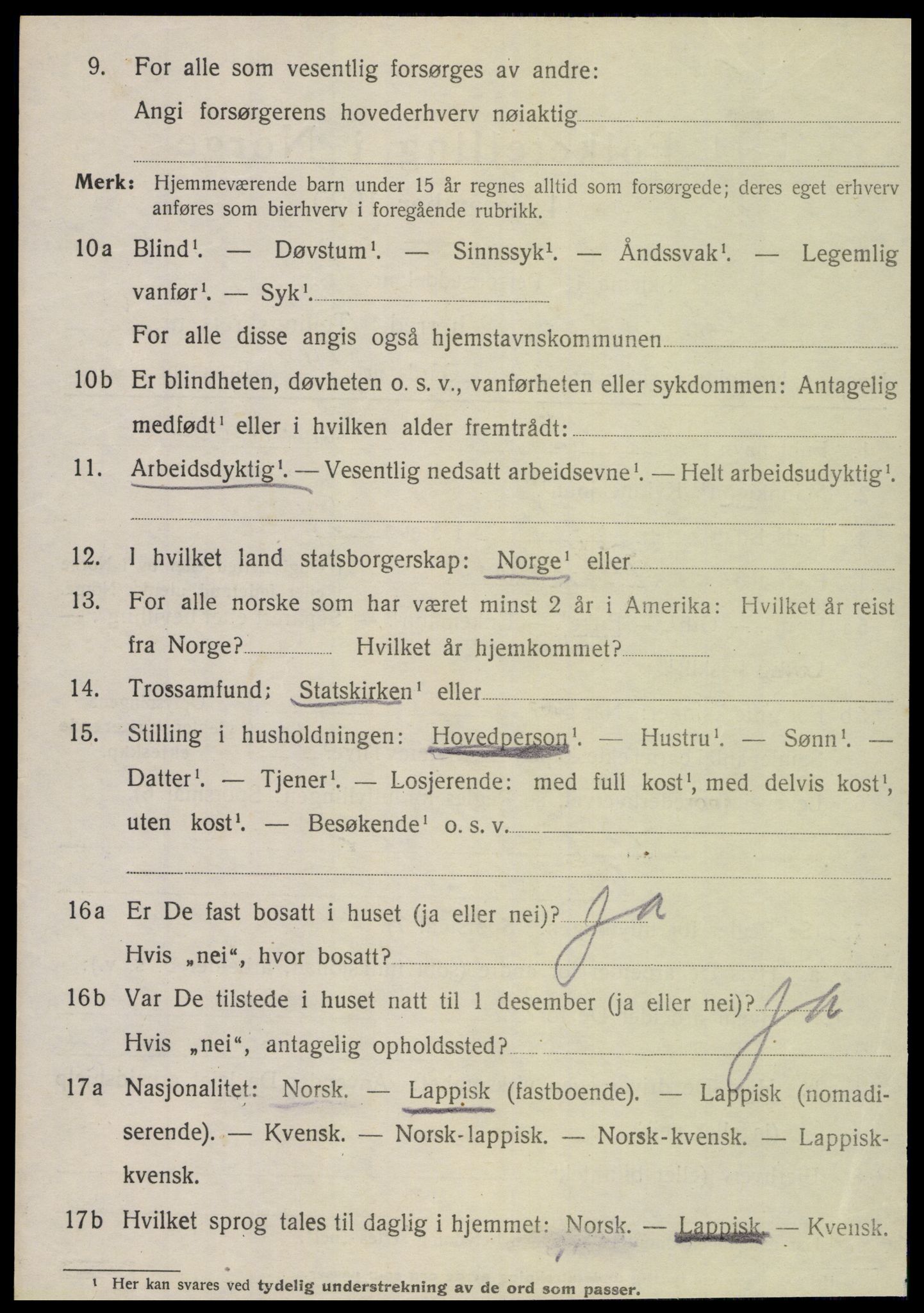 SAT, 1920 census for Evenes, 1920, p. 6871