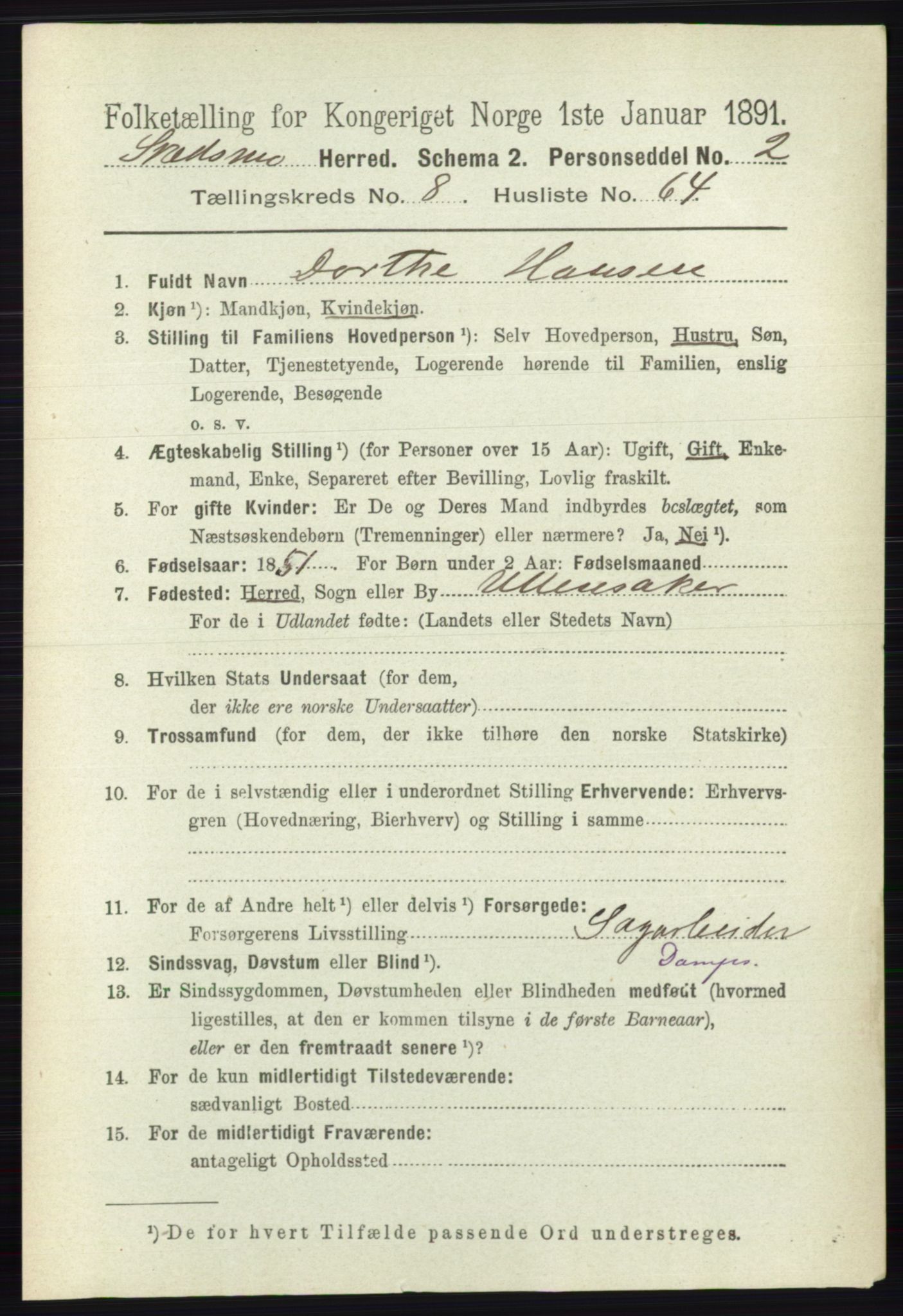 RA, 1891 census for 0231 Skedsmo, 1891, p. 4629