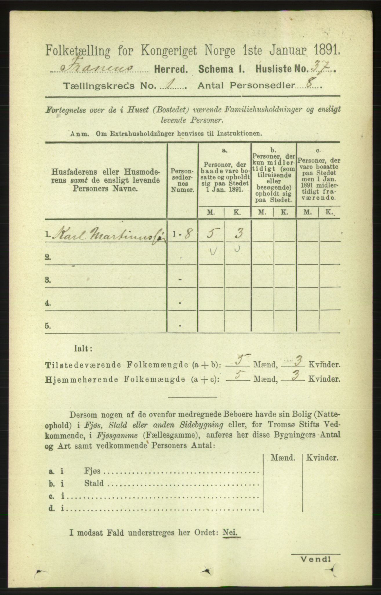 RA, 1891 census for 1548 Fræna, 1891, p. 60