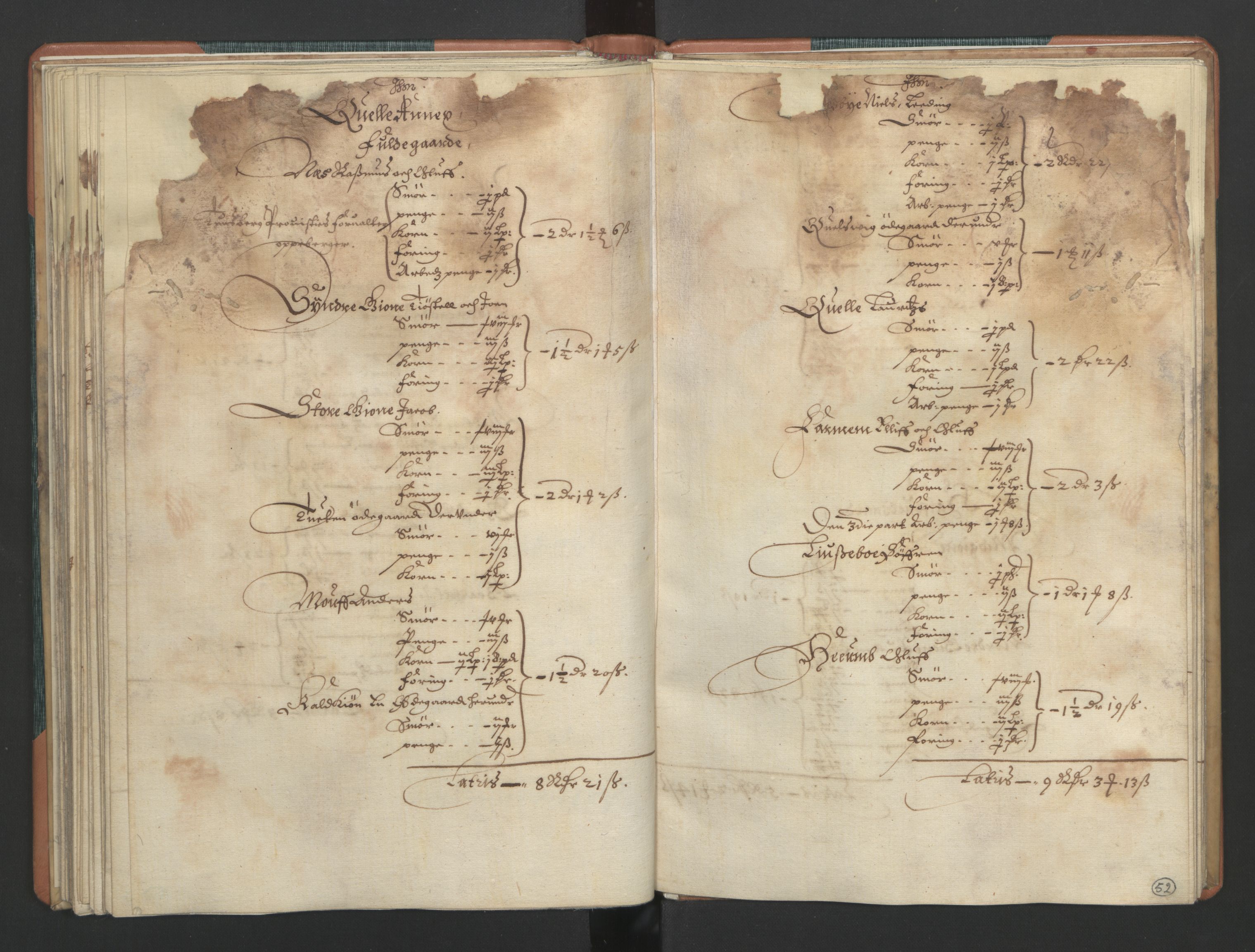 Rentekammeret inntil 1814, Realistisk ordnet avdeling, AV/RA-EA-4070/L/L0015/0002: Tønsberg lagdømme. Brunla len: / Brunla len. Kronens jordebok, 1661, p. 51b-52a