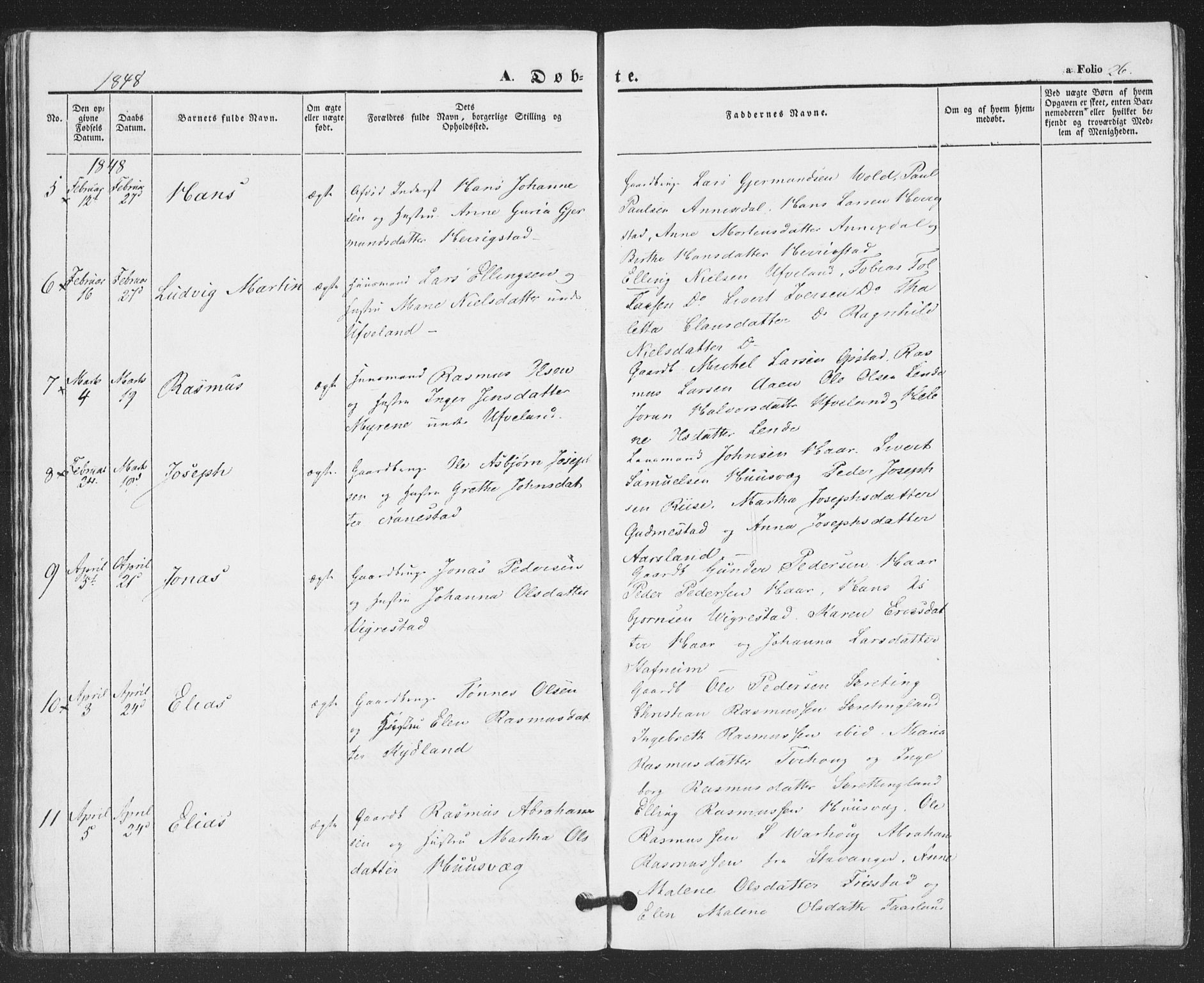 Hå sokneprestkontor, AV/SAST-A-101801/001/30BA/L0007: Parish register (official) no. A 6, 1842-1855, p. 26