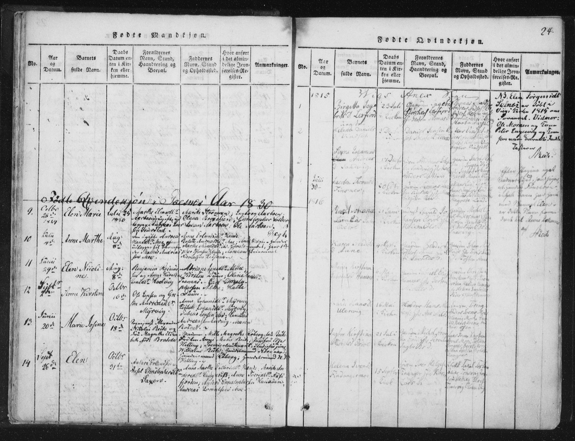 Ministerialprotokoller, klokkerbøker og fødselsregistre - Nord-Trøndelag, SAT/A-1458/773/L0609: Parish register (official) no. 773A03 /2, 1815-1830, p. 24