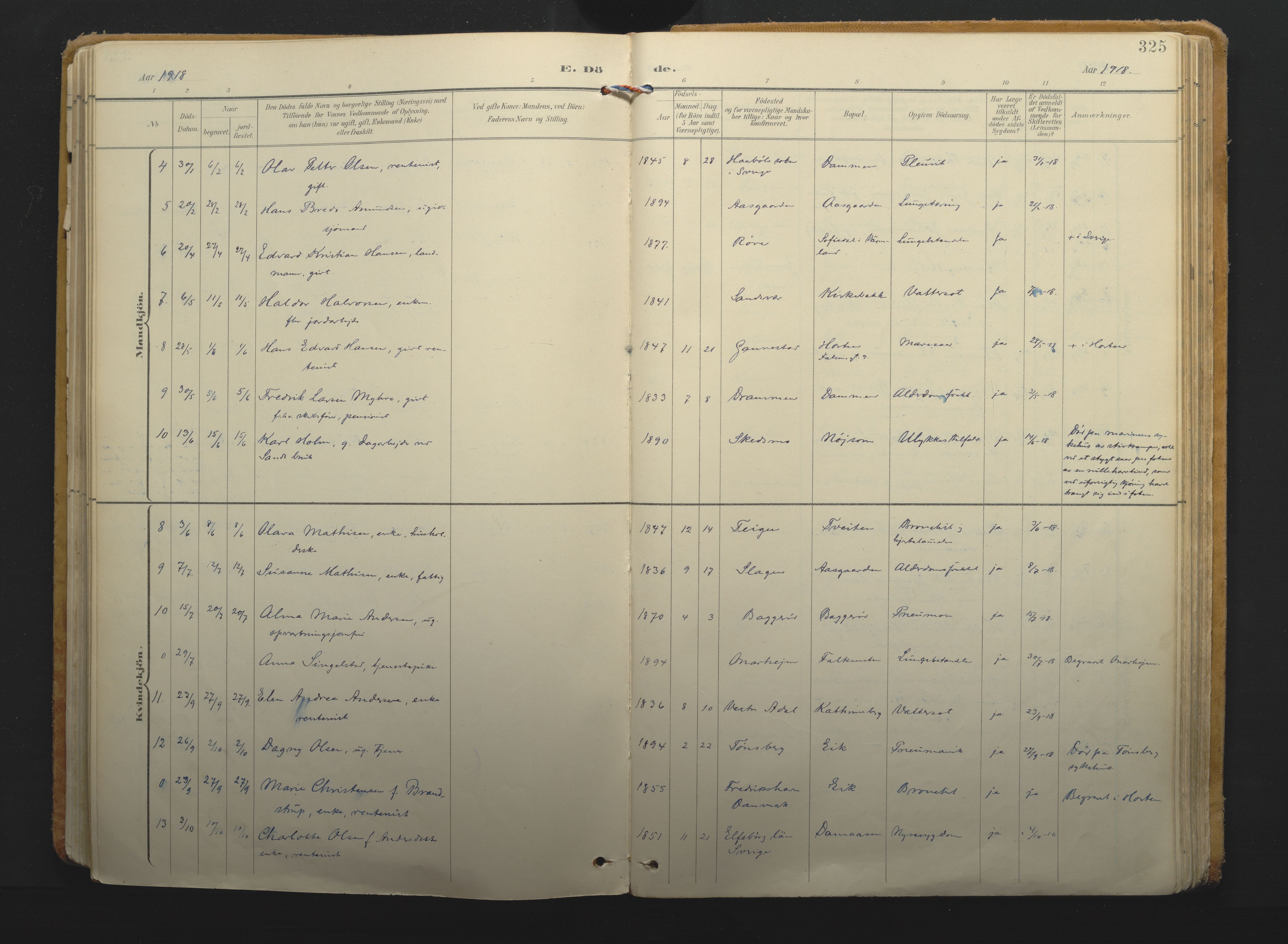 Borre kirkebøker, AV/SAKO-A-338/F/Fa/L0011: Parish register (official) no. I 11, 1897-1921, p. 325