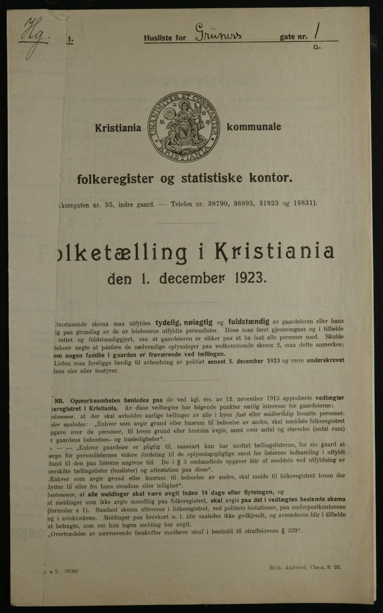 OBA, Municipal Census 1923 for Kristiania, 1923, p. 34491