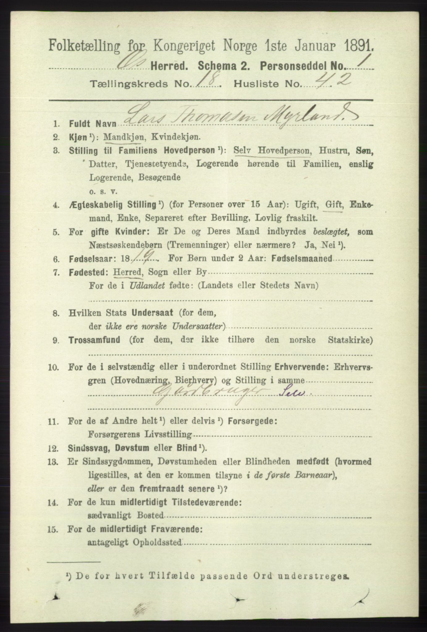 RA, 1891 census for 1243 Os, 1891, p. 4154