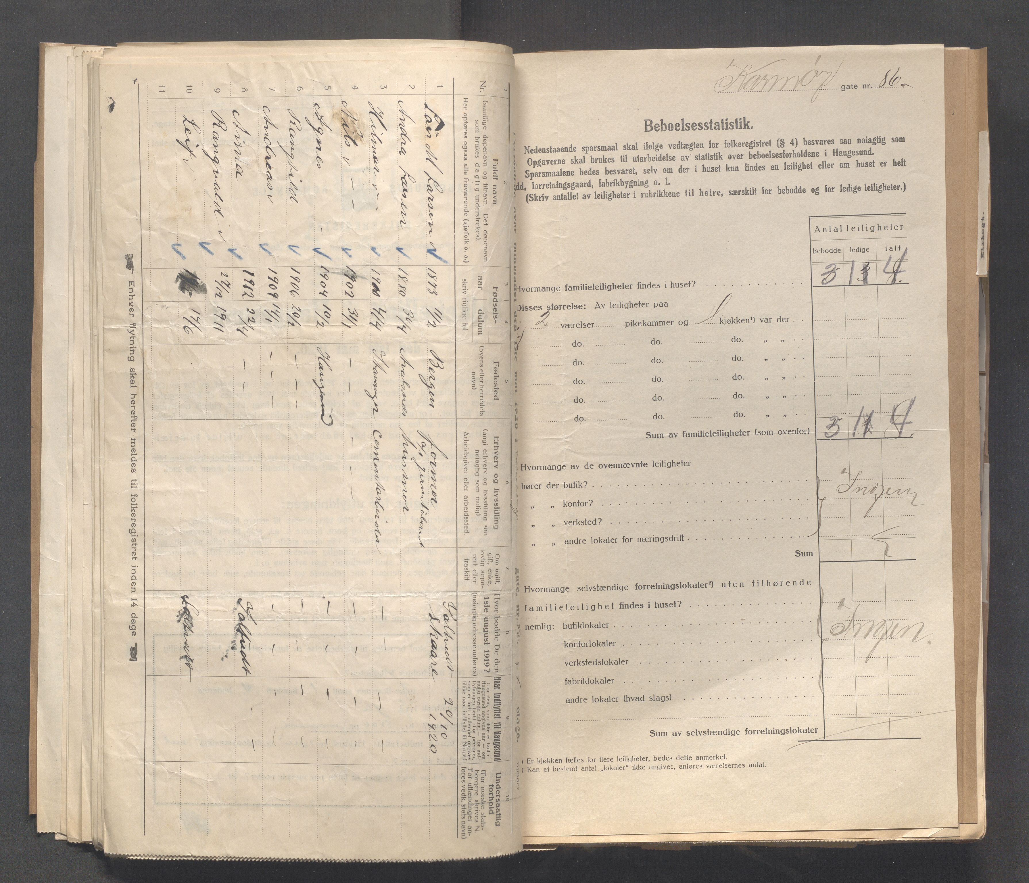 IKAR, Local census 1.5.1920 for Haugesund, 1920, p. 2490