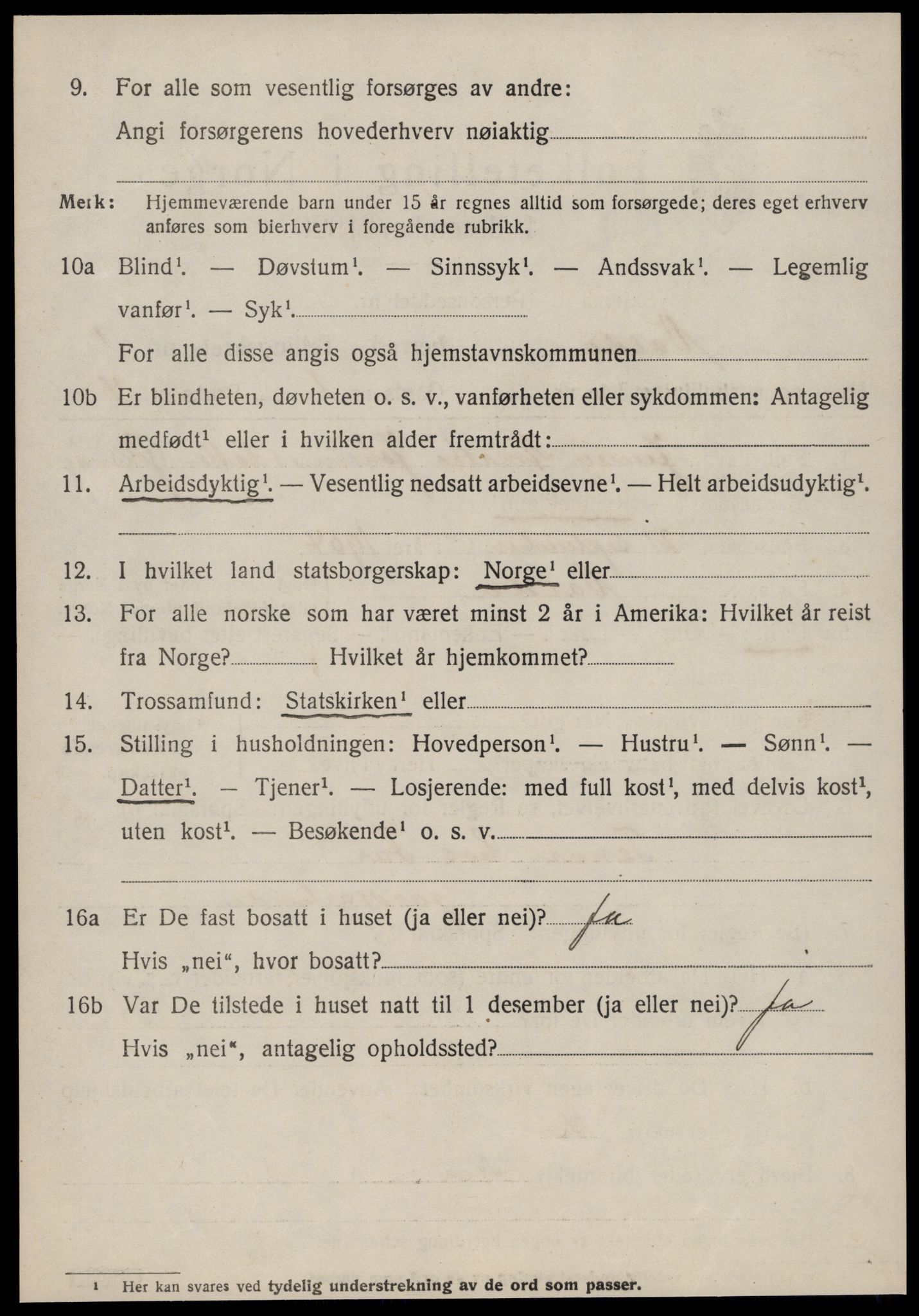 SAT, 1920 census for Volda, 1920, p. 1949