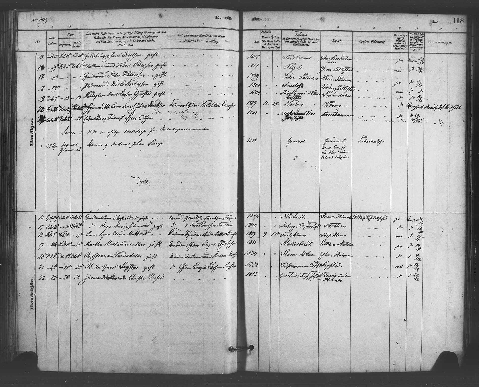 Fana Sokneprestembete, AV/SAB-A-75101/H/Haa/Haab/L0001: Parish register (official) no. B 1, 1878-1889, p. 118