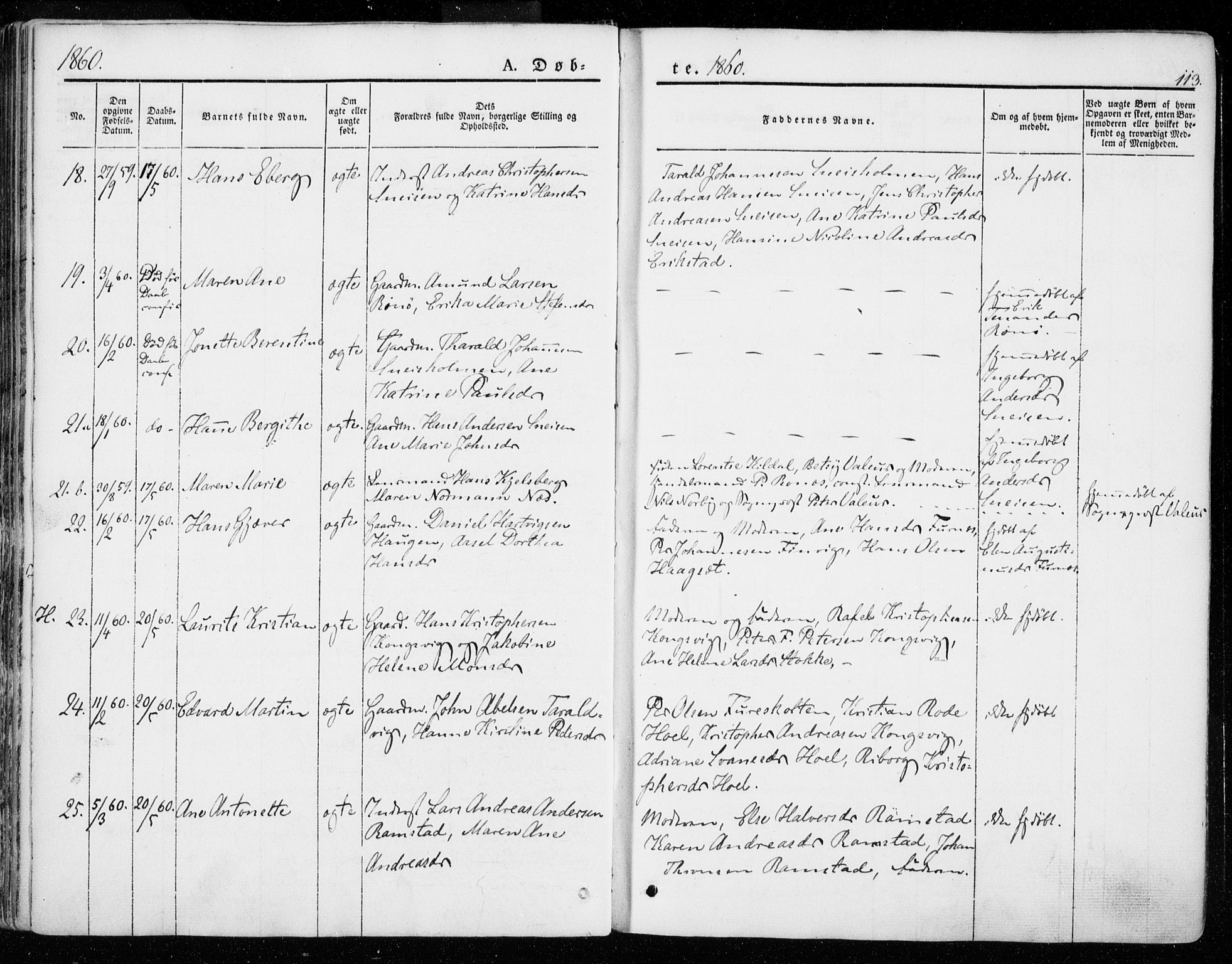 Ministerialprotokoller, klokkerbøker og fødselsregistre - Nordland, AV/SAT-A-1459/872/L1033: Parish register (official) no. 872A08, 1840-1863, p. 113