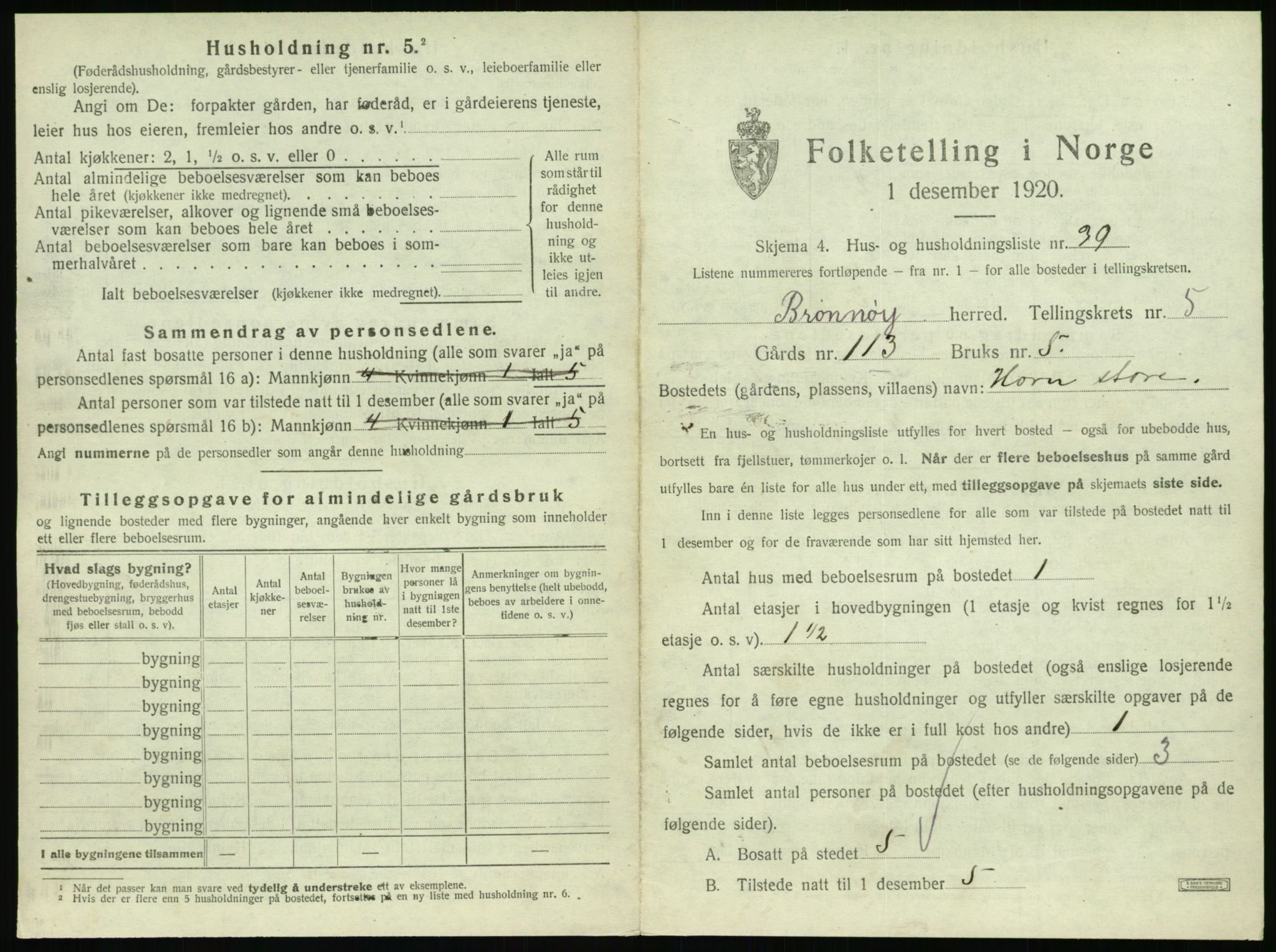 SAT, 1920 census for Brønnøy, 1920, p. 500