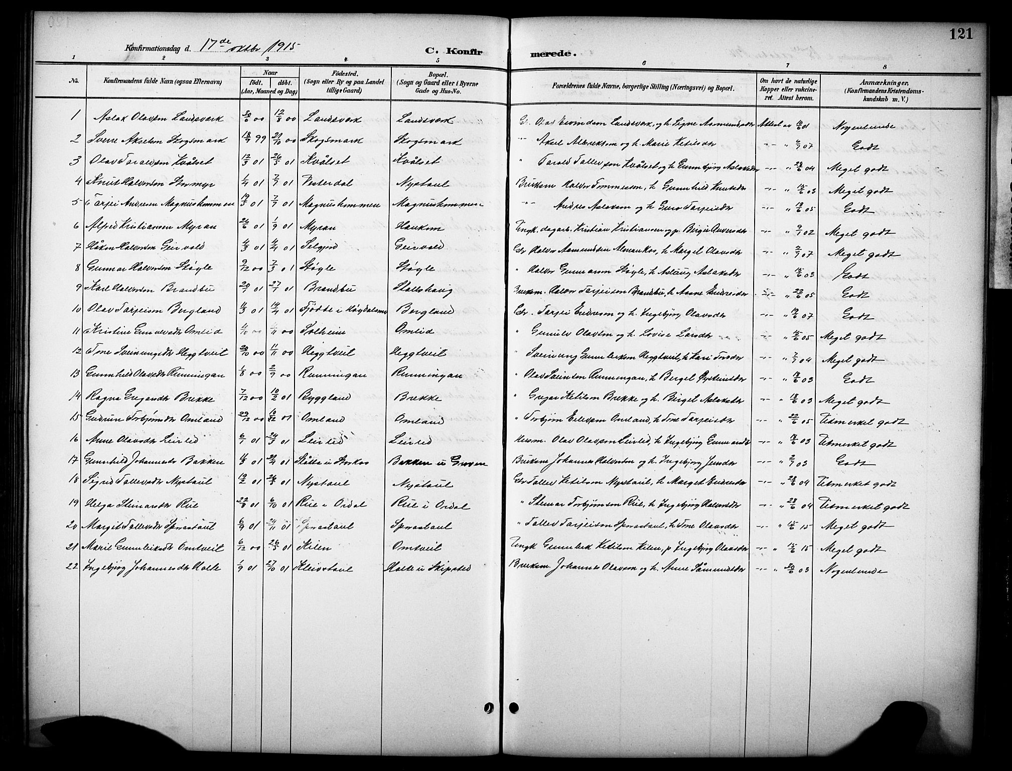 Kviteseid kirkebøker, AV/SAKO-A-276/G/Gb/L0003: Parish register (copy) no. II 3, 1893-1933, p. 121