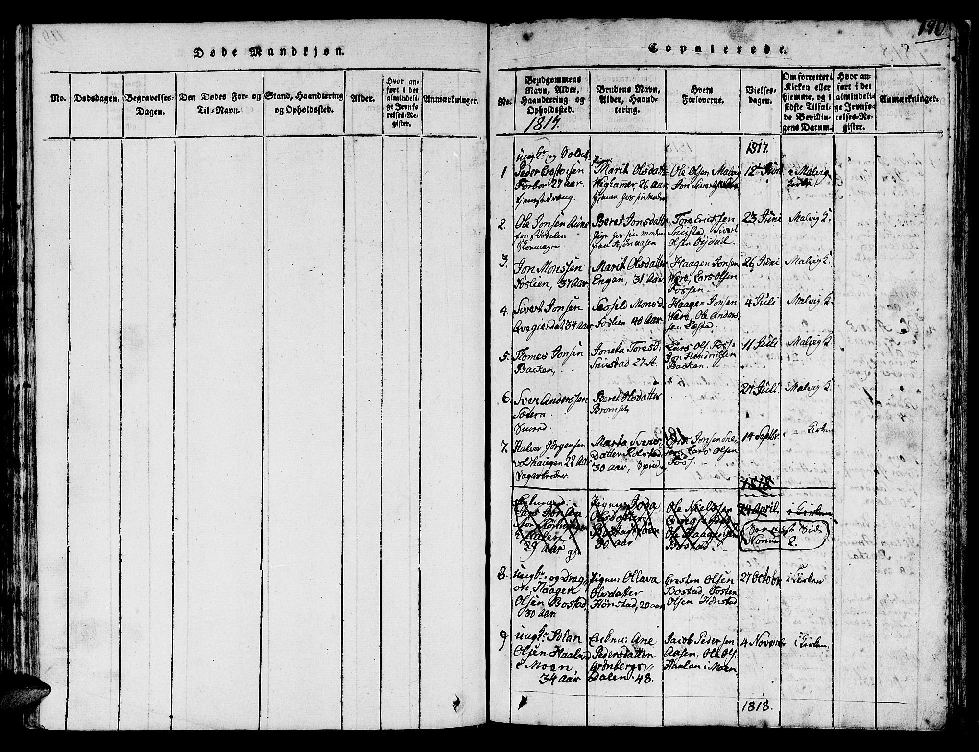 Ministerialprotokoller, klokkerbøker og fødselsregistre - Sør-Trøndelag, SAT/A-1456/616/L0420: Parish register (copy) no. 616C03, 1817-1835, p. 190