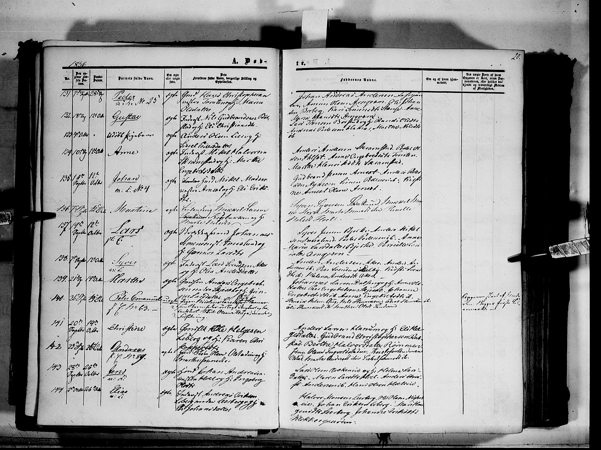 Vang prestekontor, Hedmark, SAH/PREST-008/H/Ha/Haa/L0012: Parish register (official) no. 12, 1855-1870, p. 20