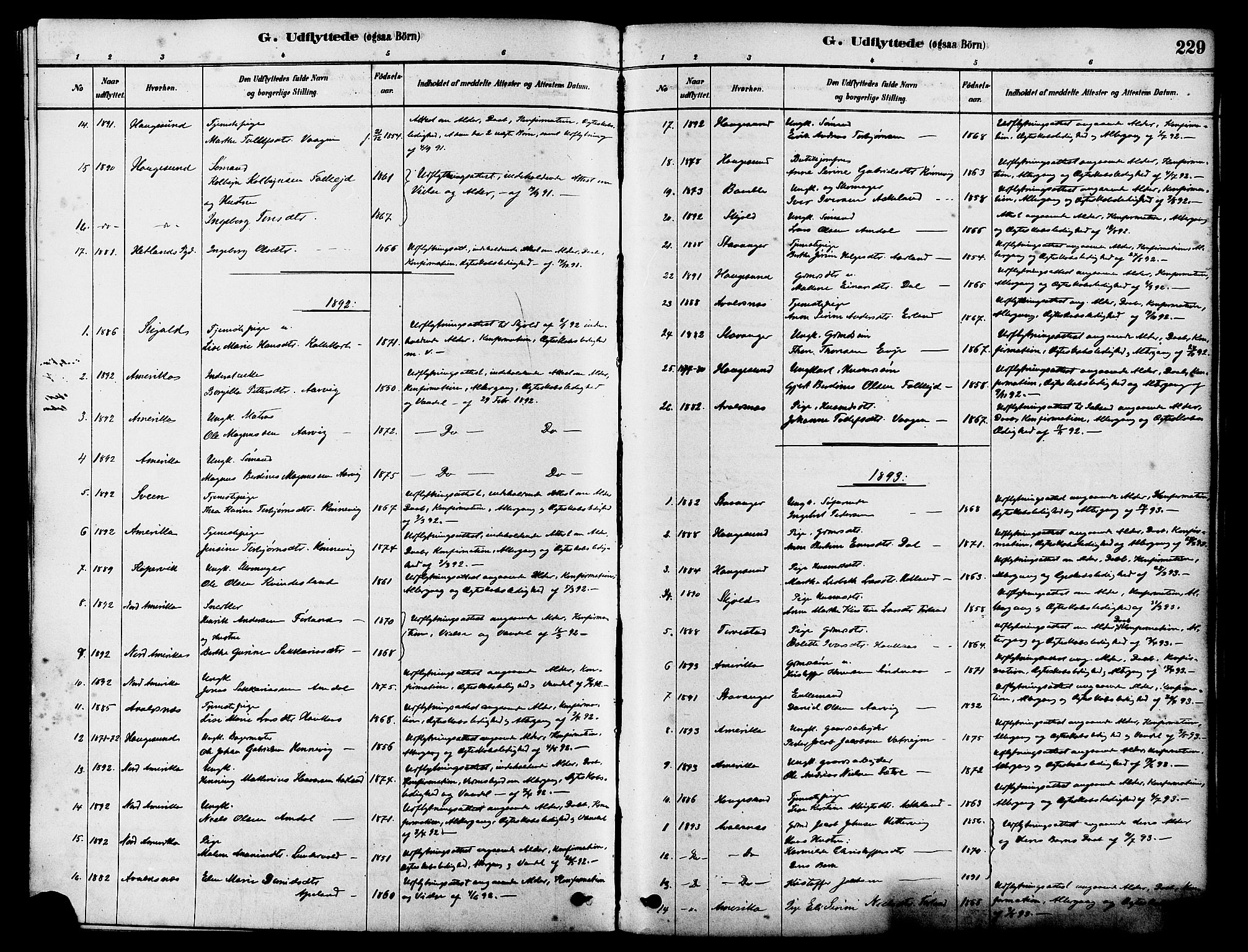 Tysvær sokneprestkontor, SAST/A -101864/H/Ha/Haa/L0006: Parish register (official) no. A 6, 1878-1896, p. 229
