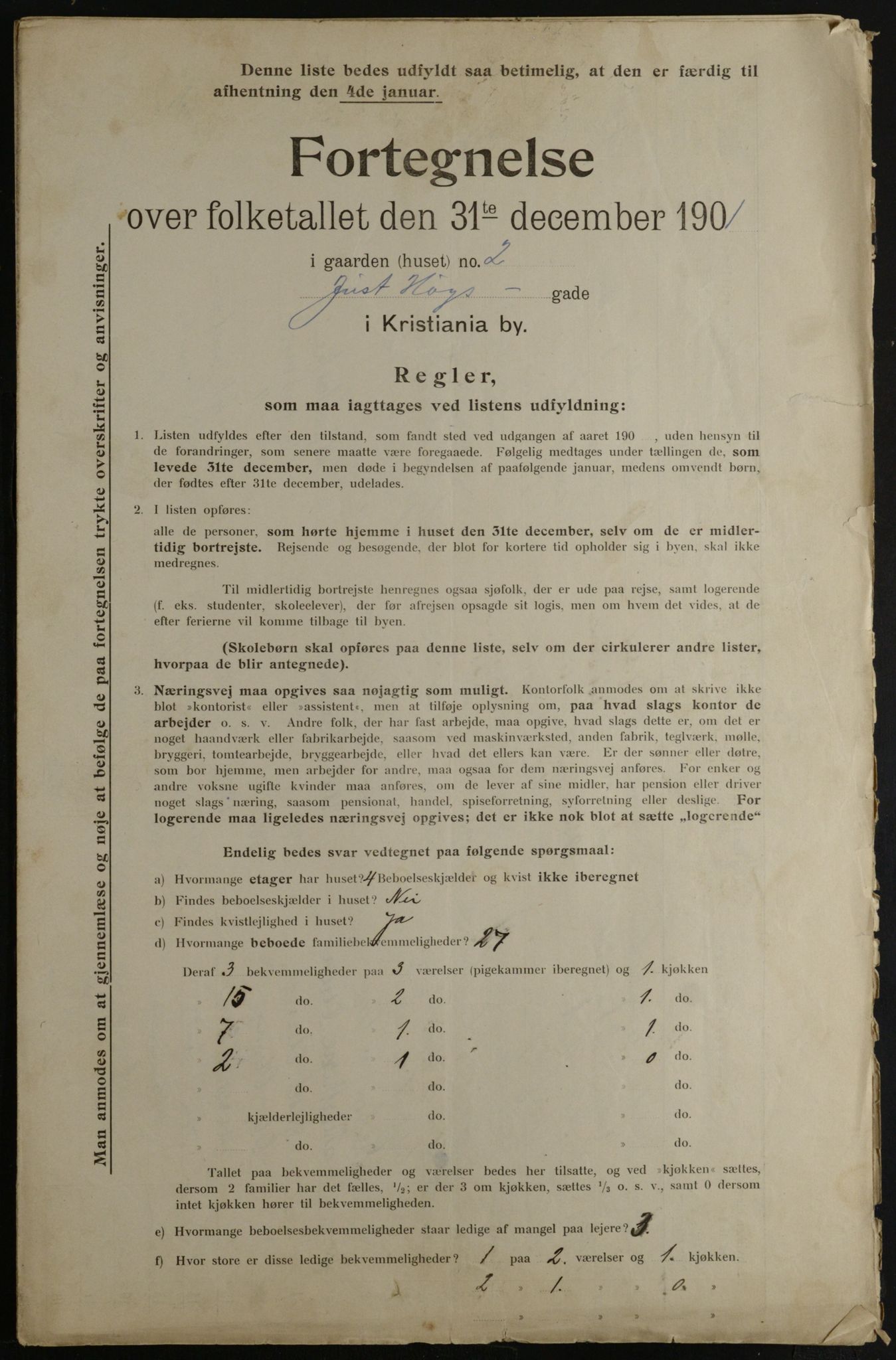 OBA, Municipal Census 1901 for Kristiania, 1901, p. 7436