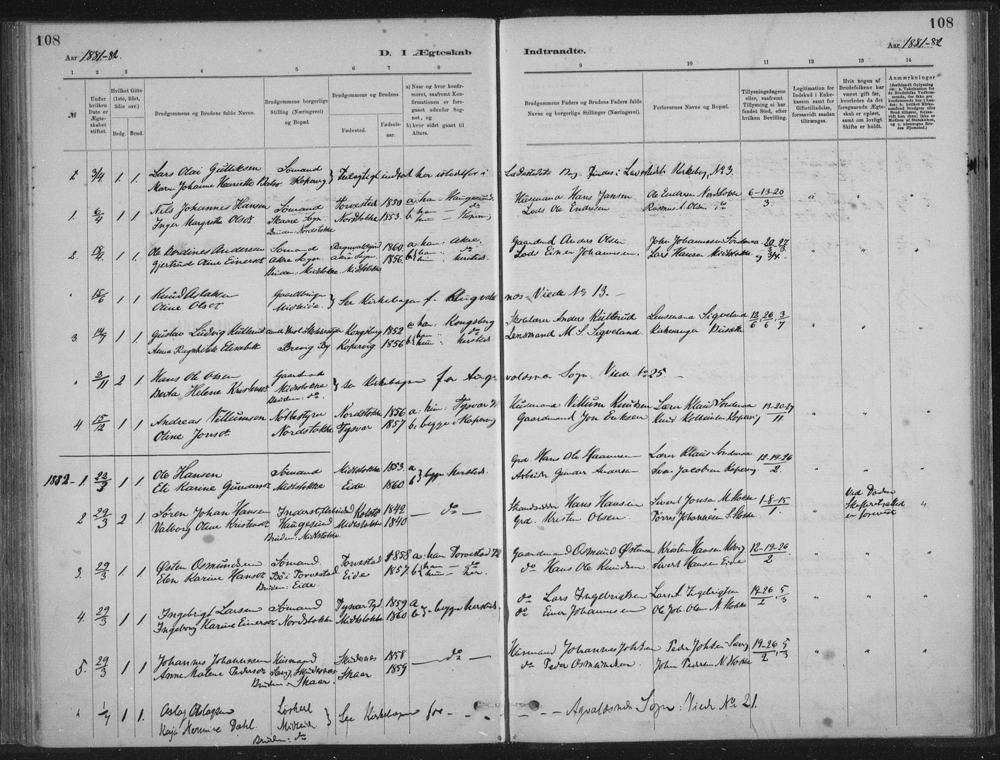 Kopervik sokneprestkontor, SAST/A-101850/H/Ha/Haa/L0002: Parish register (official) no. A 2, 1880-1912, p. 108