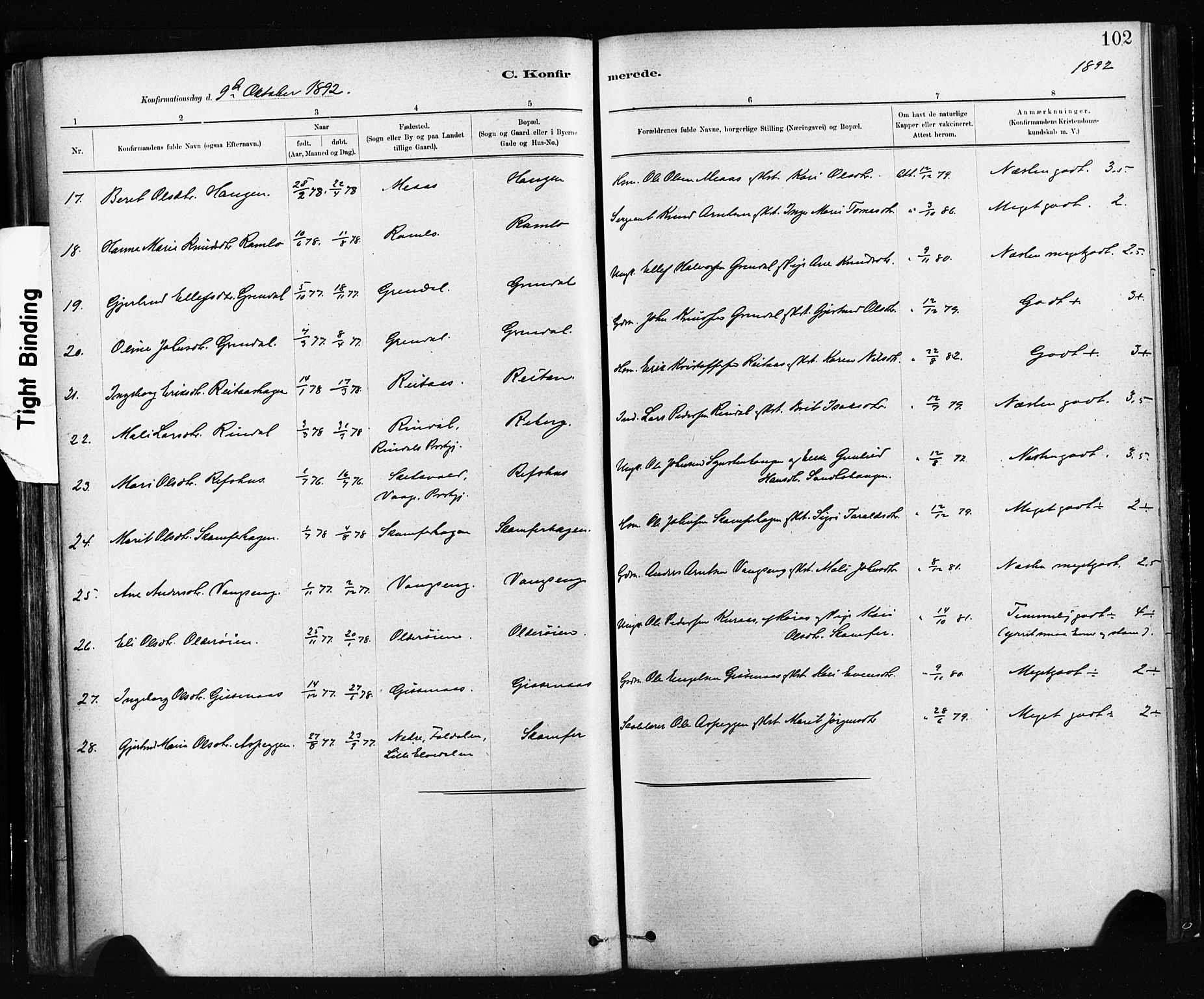 Ministerialprotokoller, klokkerbøker og fødselsregistre - Sør-Trøndelag, SAT/A-1456/674/L0871: Parish register (official) no. 674A03, 1880-1896, p. 102