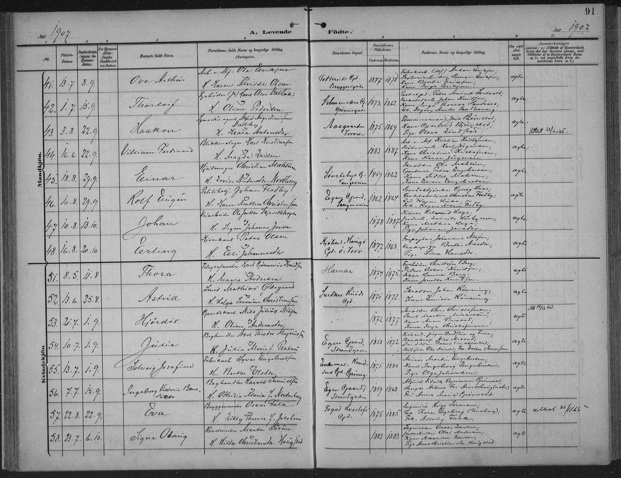 Hamar prestekontor, AV/SAH-DOMPH-002/H/Ha/Haa/L0001: Parish register (official) no. 1, 1900-1914, p. 91