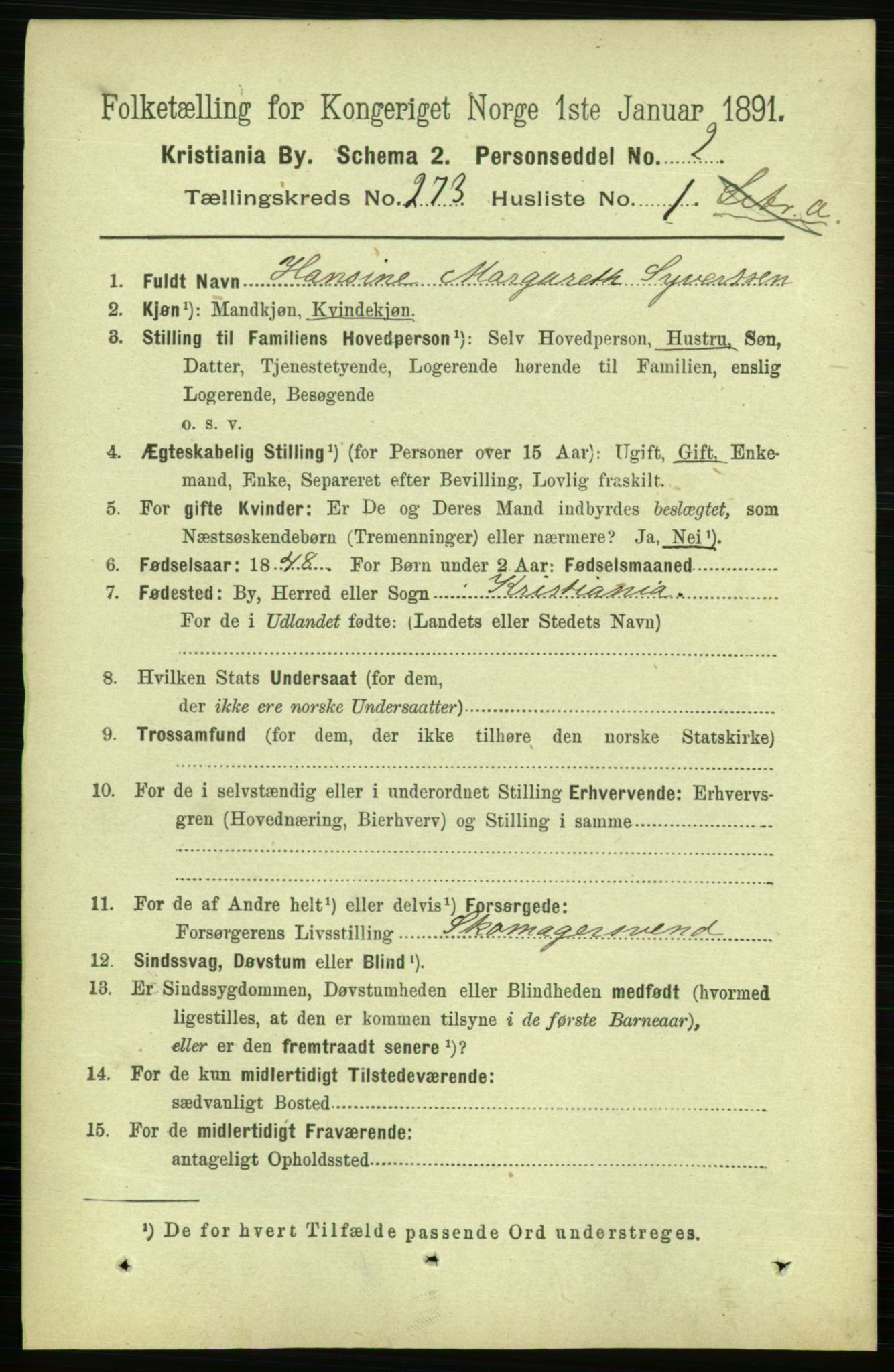 RA, 1891 census for 0301 Kristiania, 1891, p. 165761