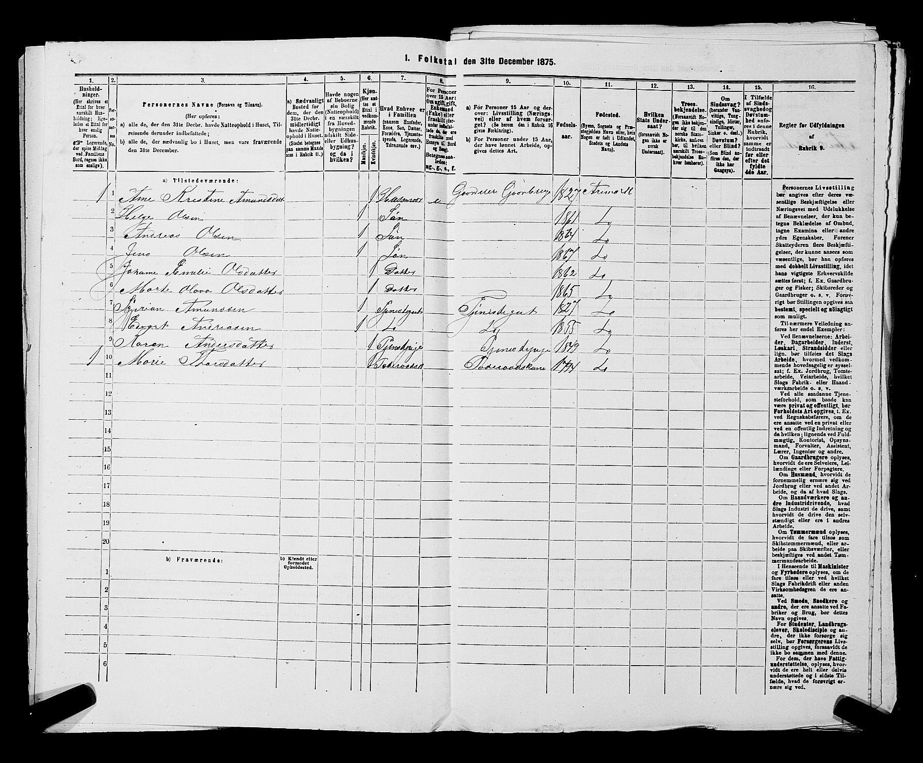 RA, 1875 census for 0118P Aremark, 1875, p. 974